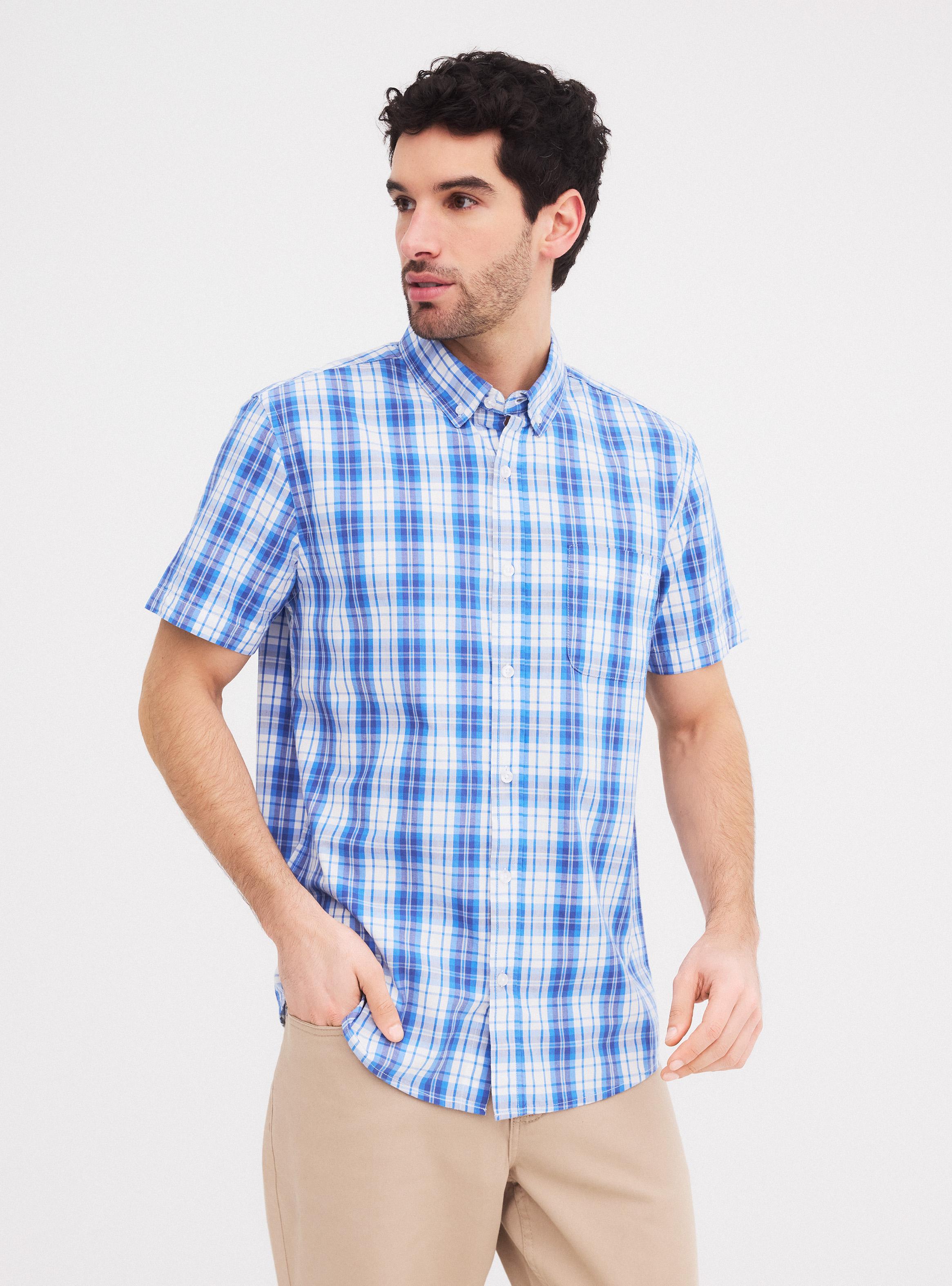 Camisa Manga Corta Cuadros Colores-0