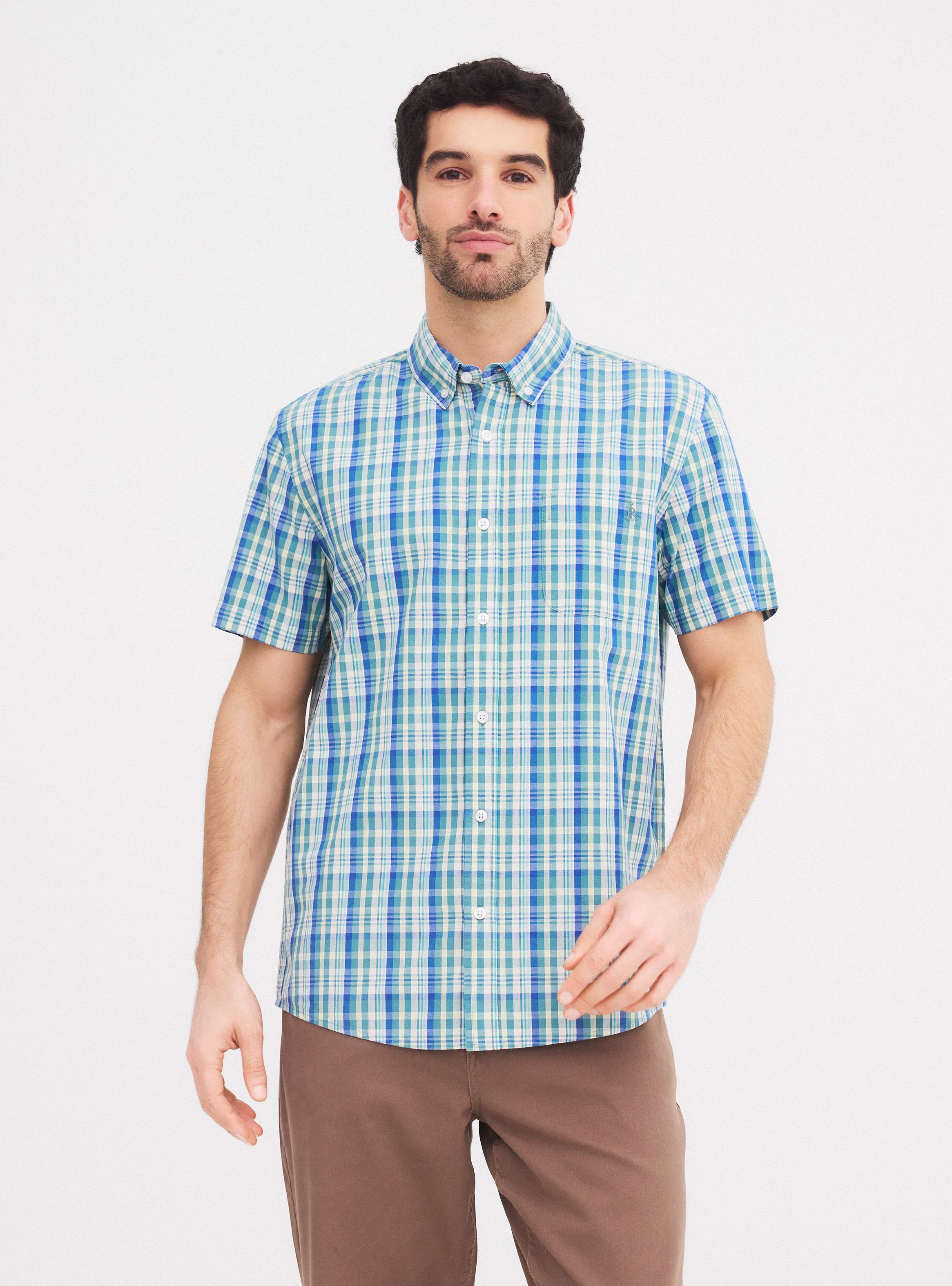 Camisa Manga Corta Cuadros Colores-0