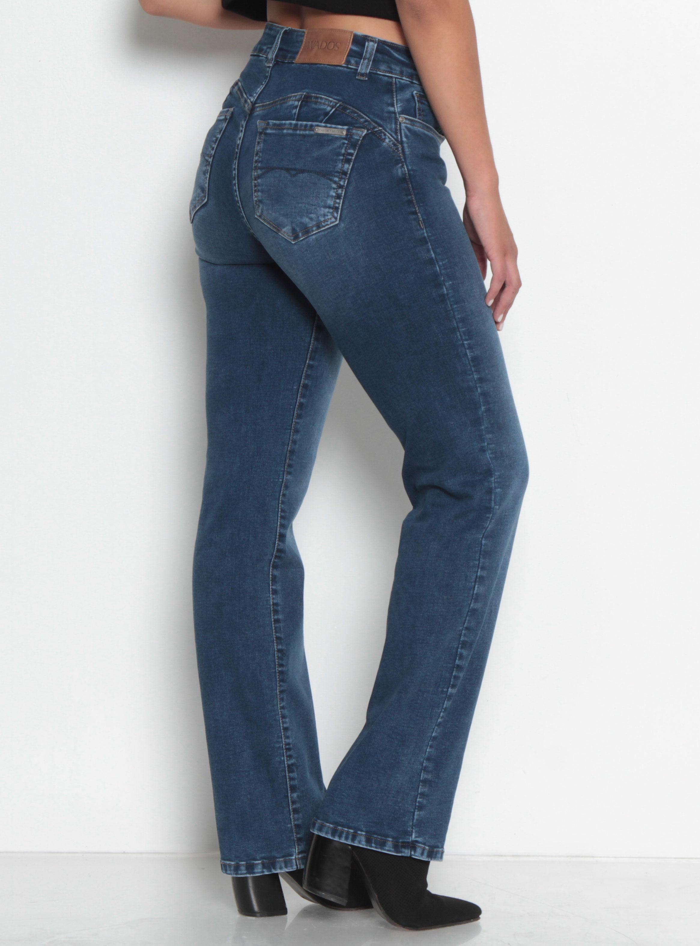 Jeans Flare Tiro Alto Flare Fit Pretina Media Dos Botones-1