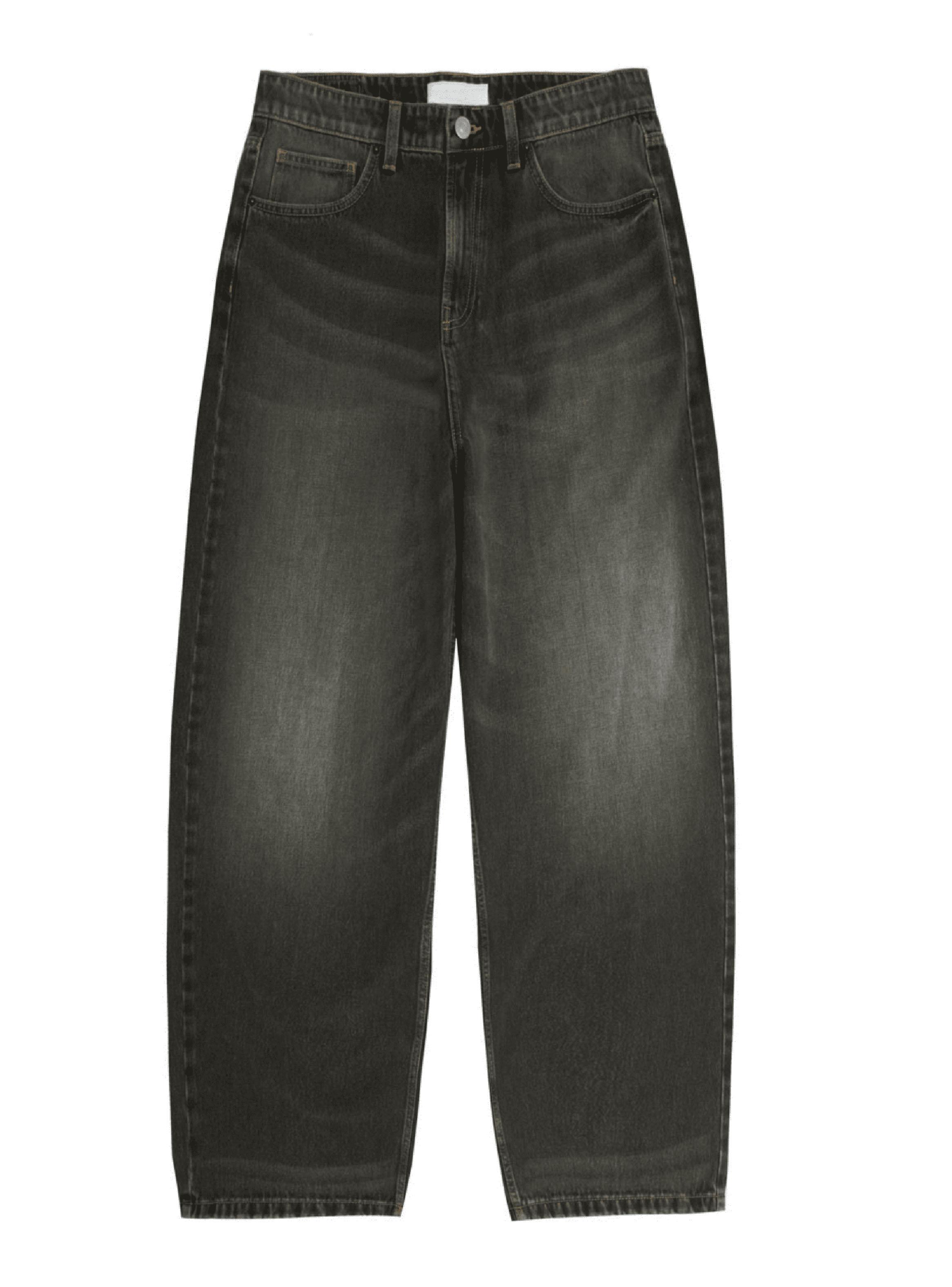 Jeans Baggy Fit Unicolor Algodóm Tiro Medio-4