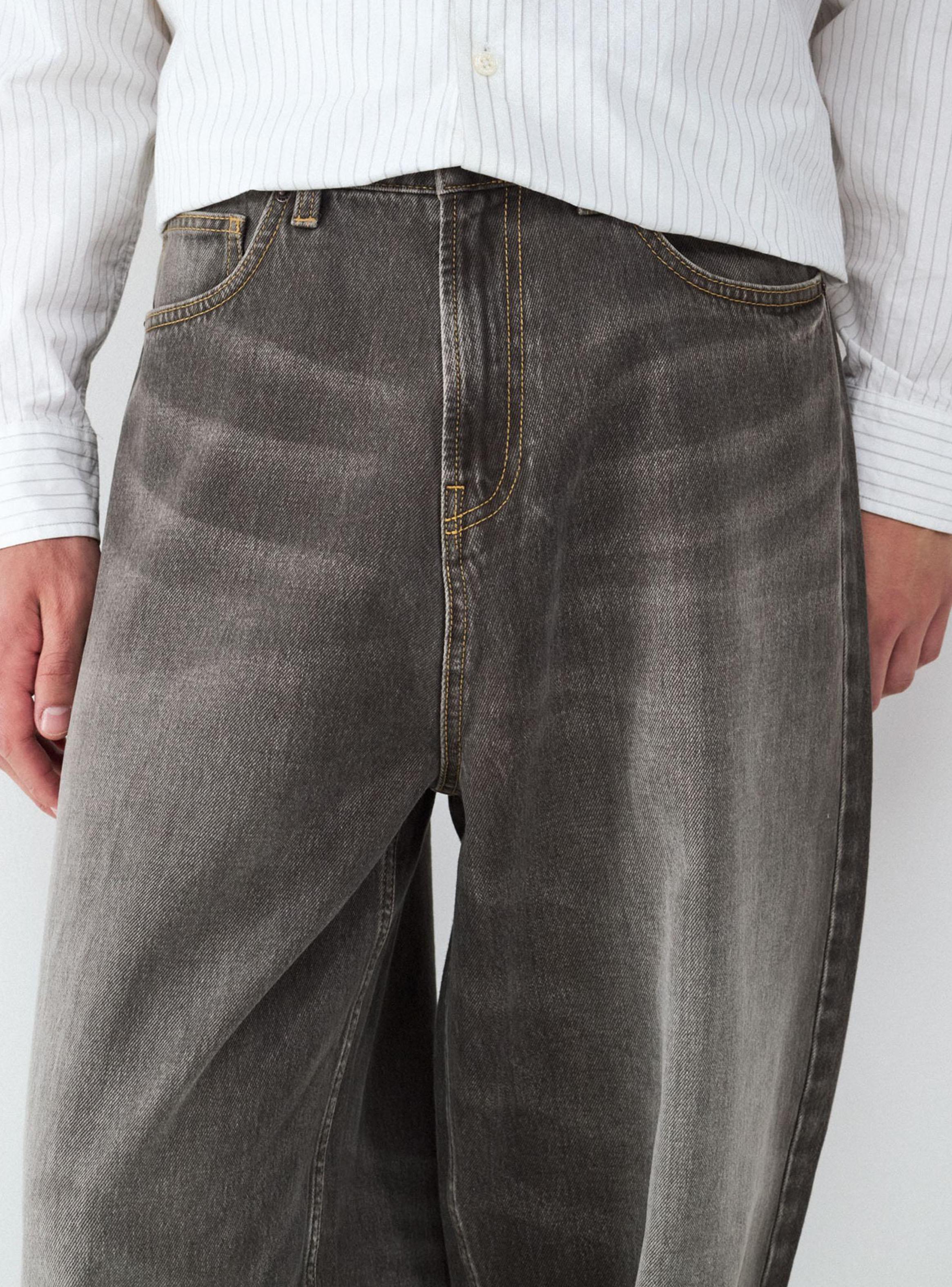 Jeans Baggy Fit Unicolor Algodóm Tiro Medio-2