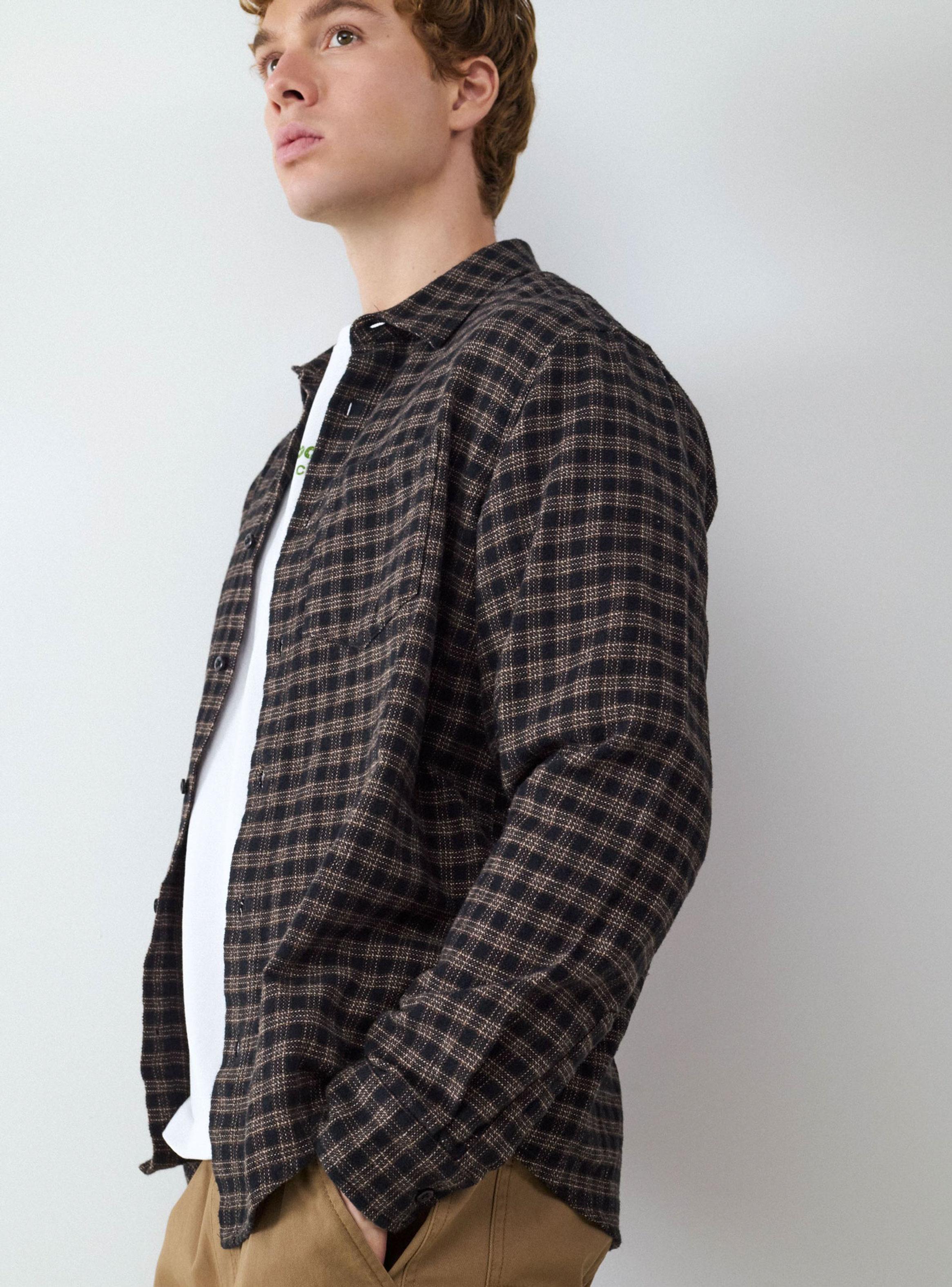 Camisa Casual Estampada Bolsillo Frontal-2