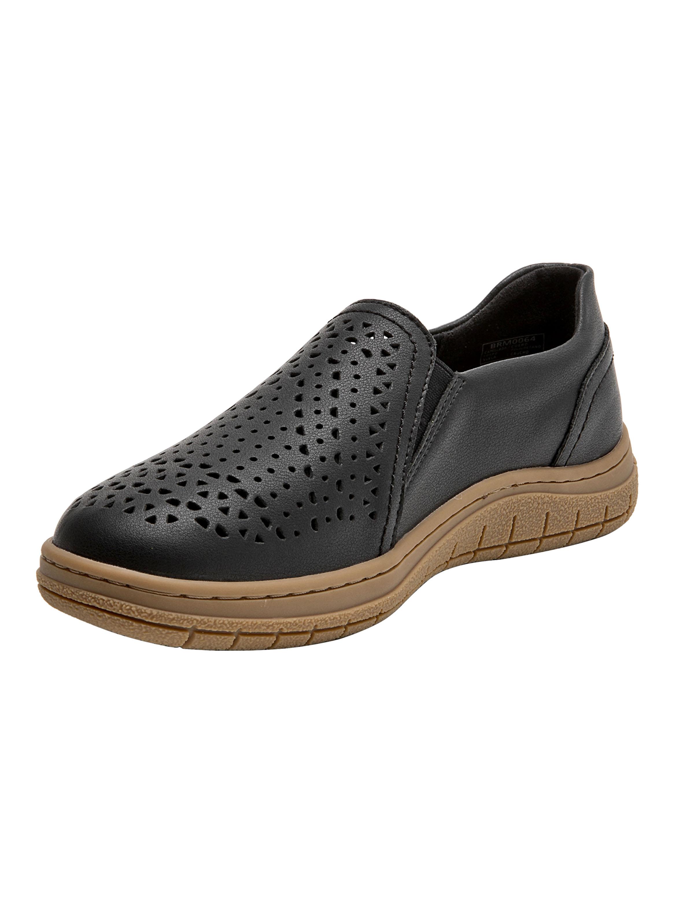 Zapato Casual Black BRM0064 Slip On CueroMujer-3