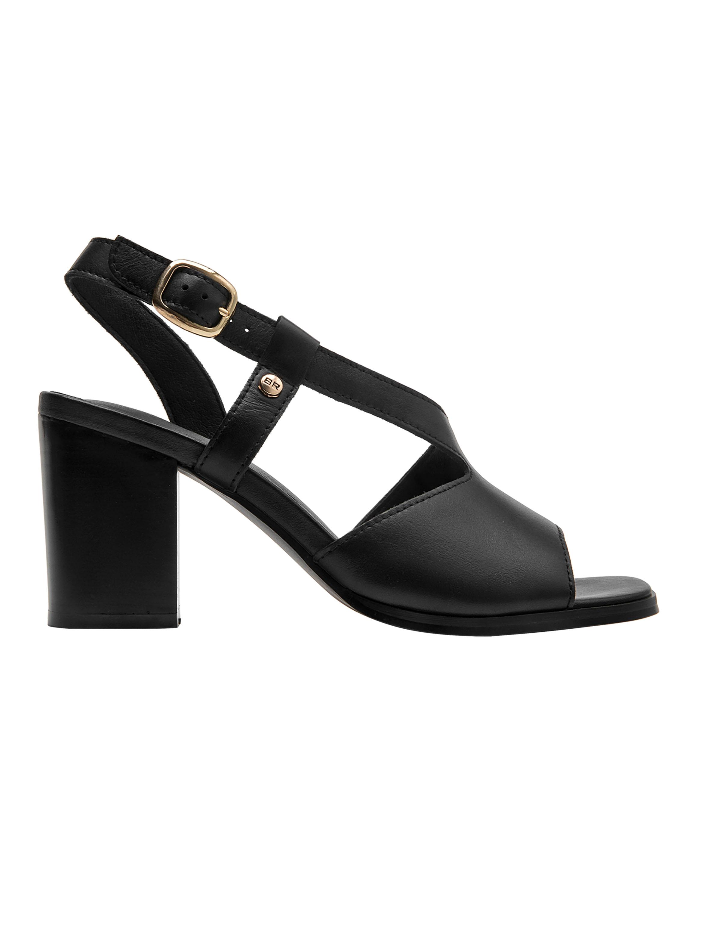 Sandalia Cuero Taco Alto con Hebilla BRM0410 Mujer-0