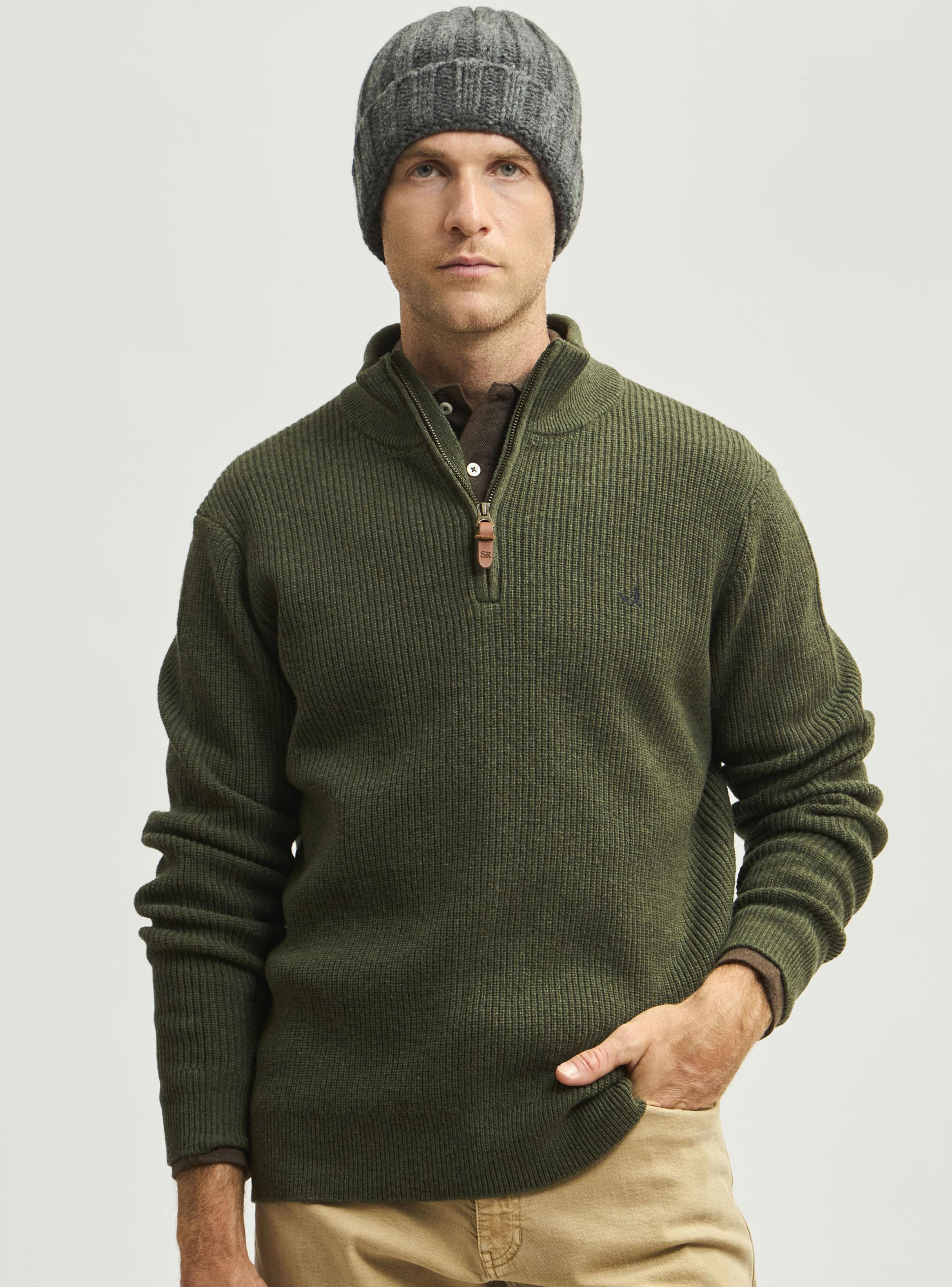 Sweater Liso Cuello Redondo Punto Ribs de Lana-0