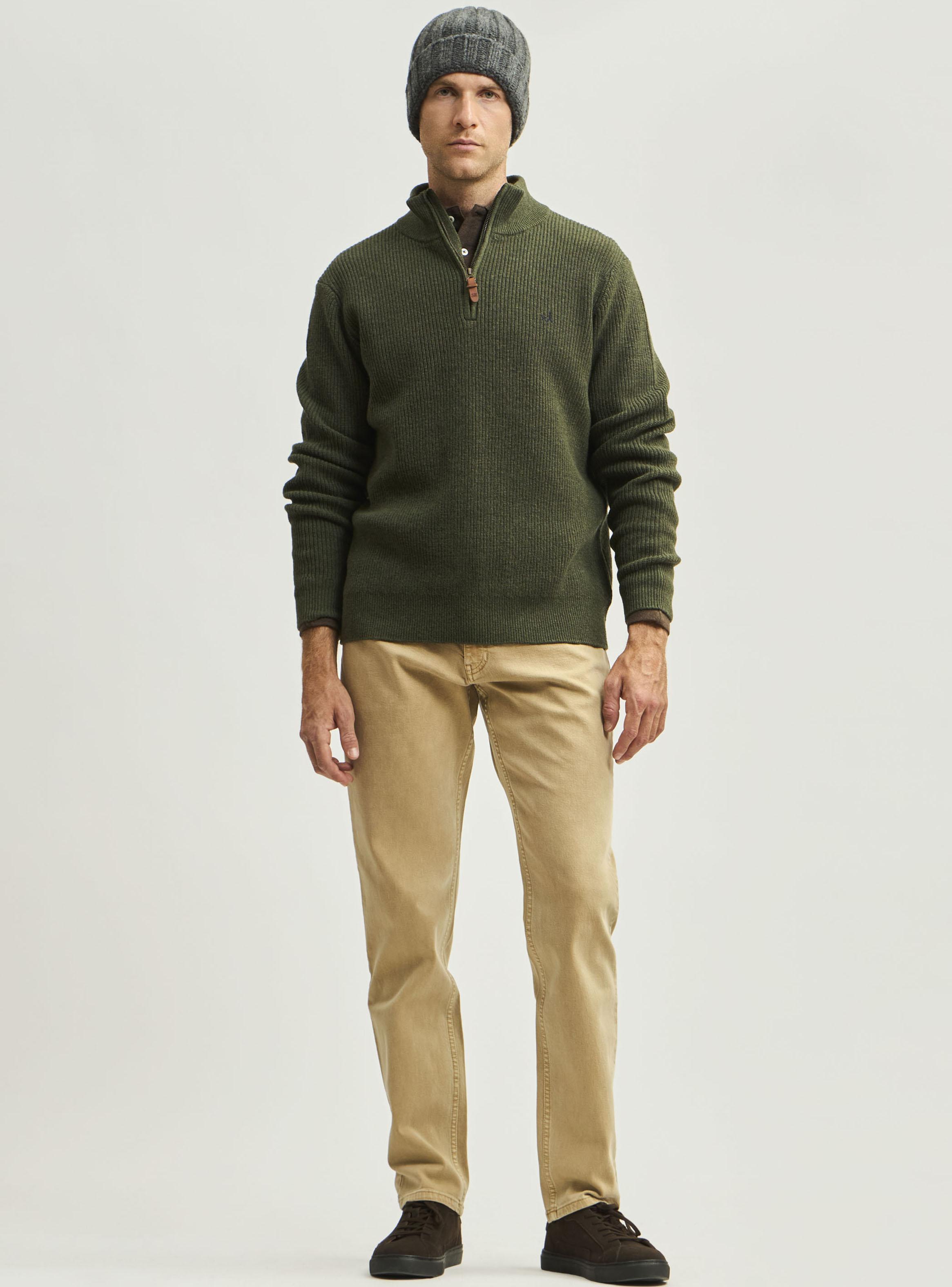 Sweater Liso Cuello Redondo Punto Ribs de Lana-3