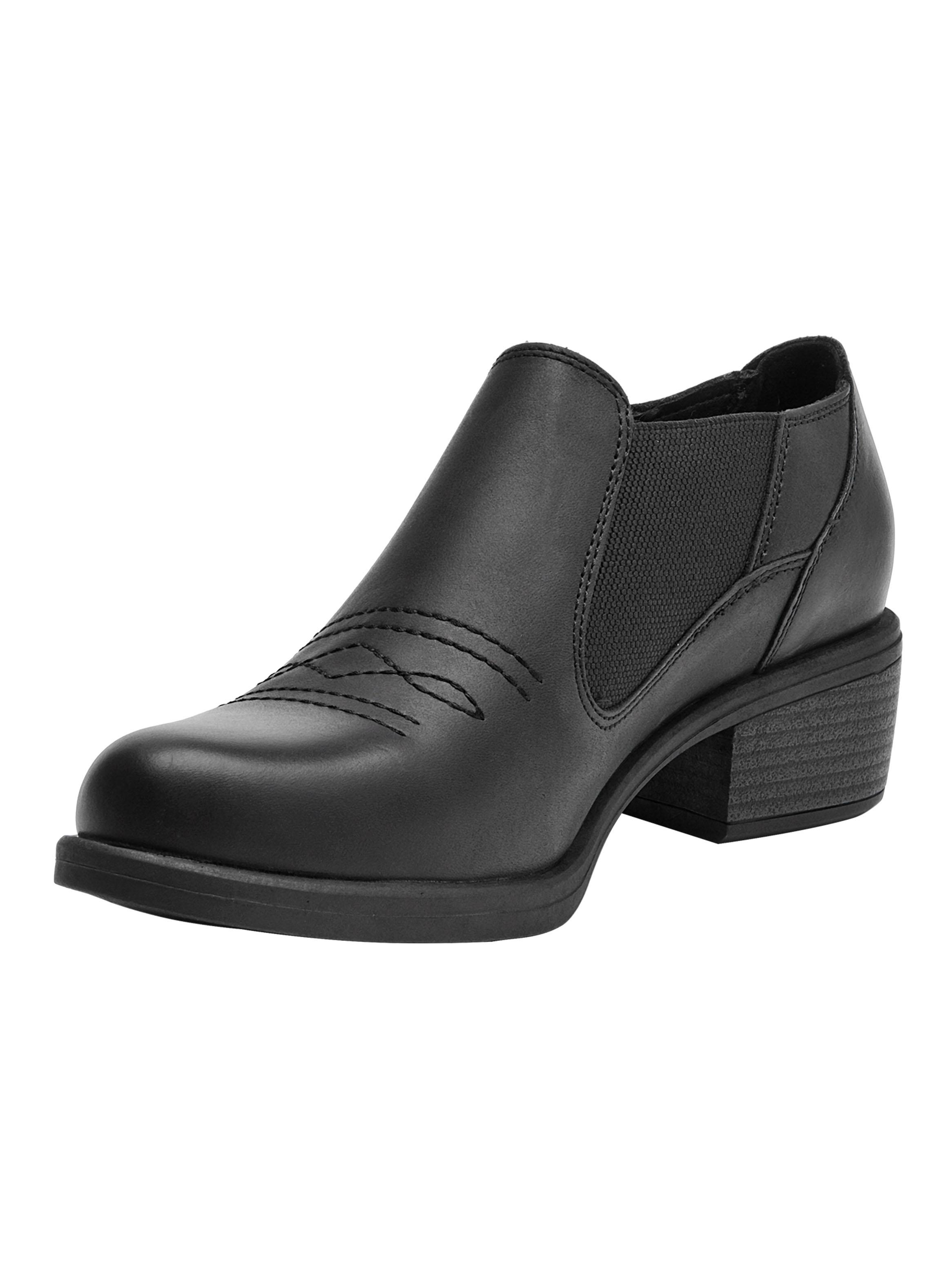 Botín Slip On Taco Cuadrado Cuero Mujer-3