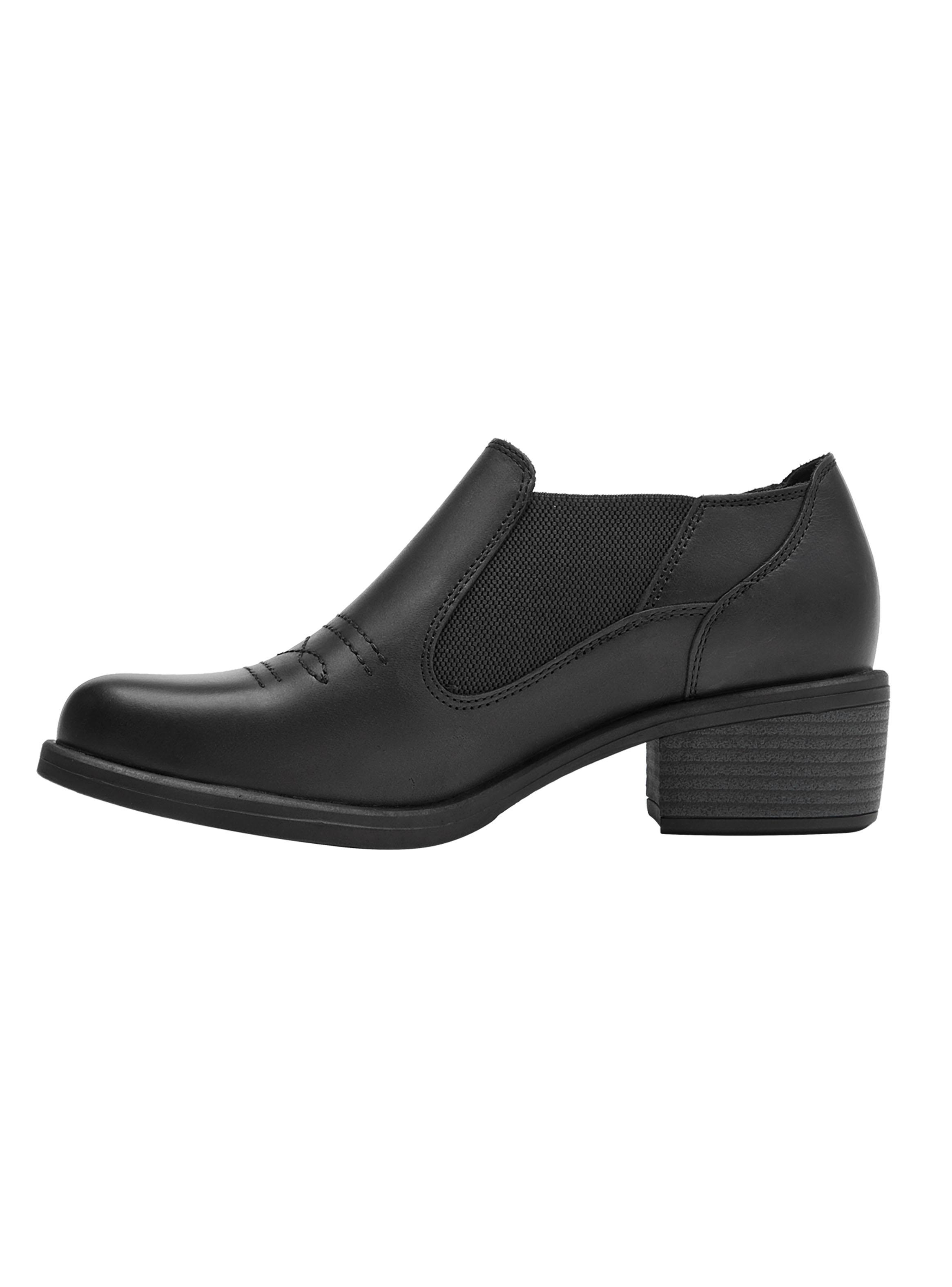 Botín Slip On Taco Cuadrado Cuero Mujer-2