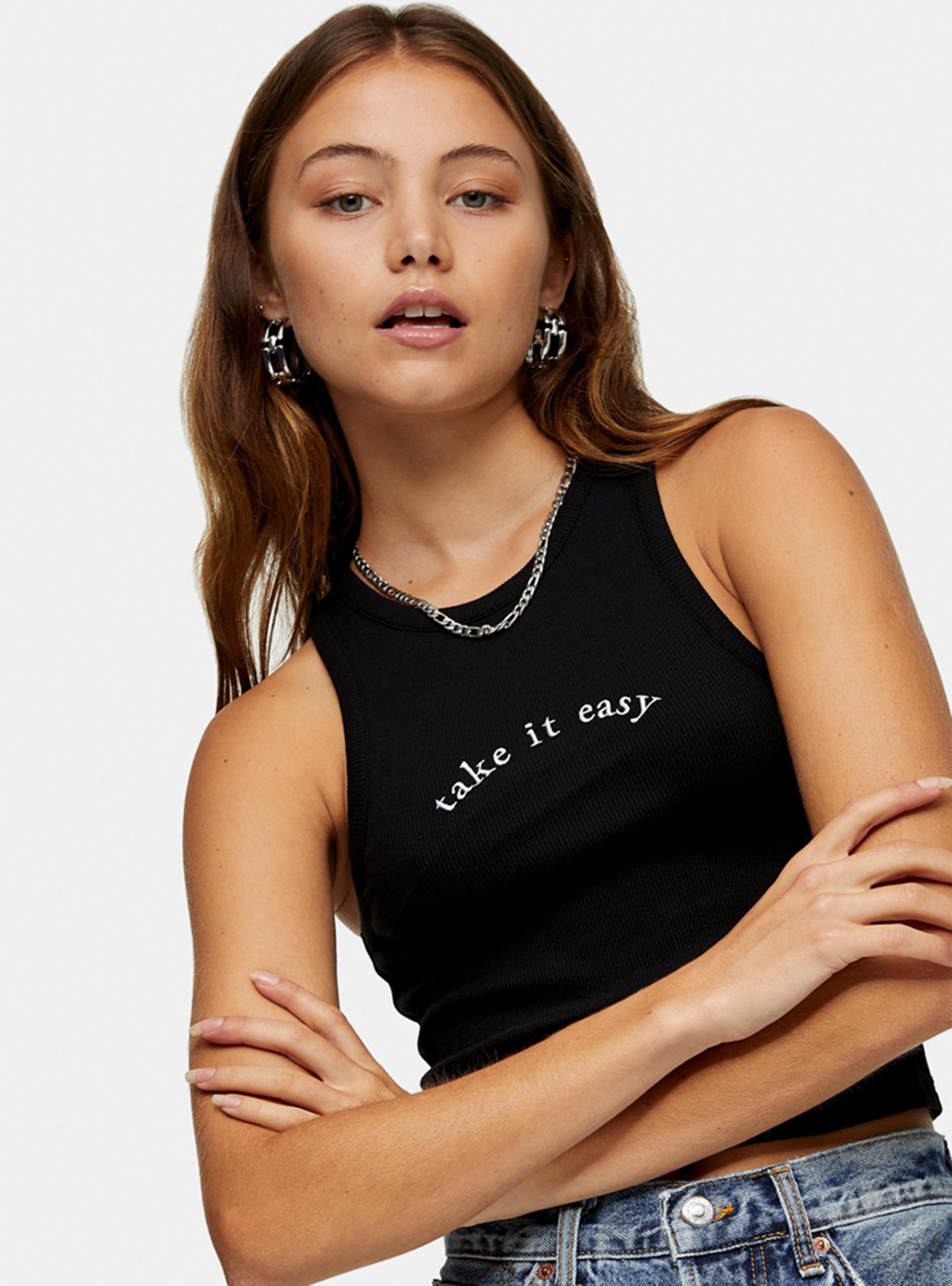 Polera Take It Easy in Black Topshop-0