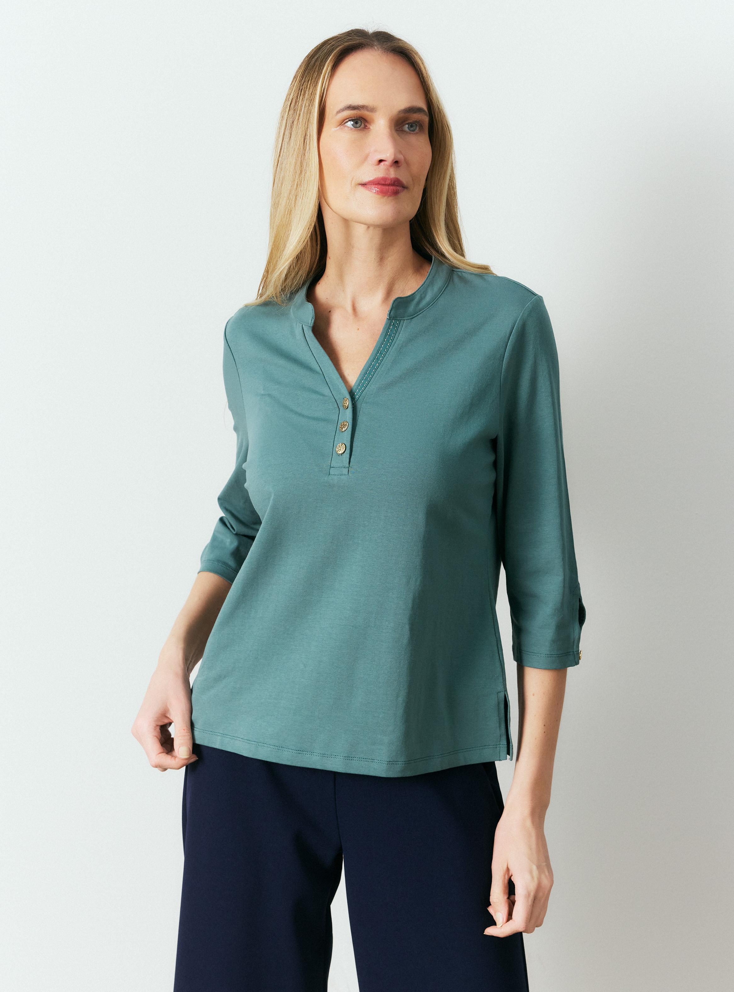 Polera Cuello Mao Botones Metálicos-0