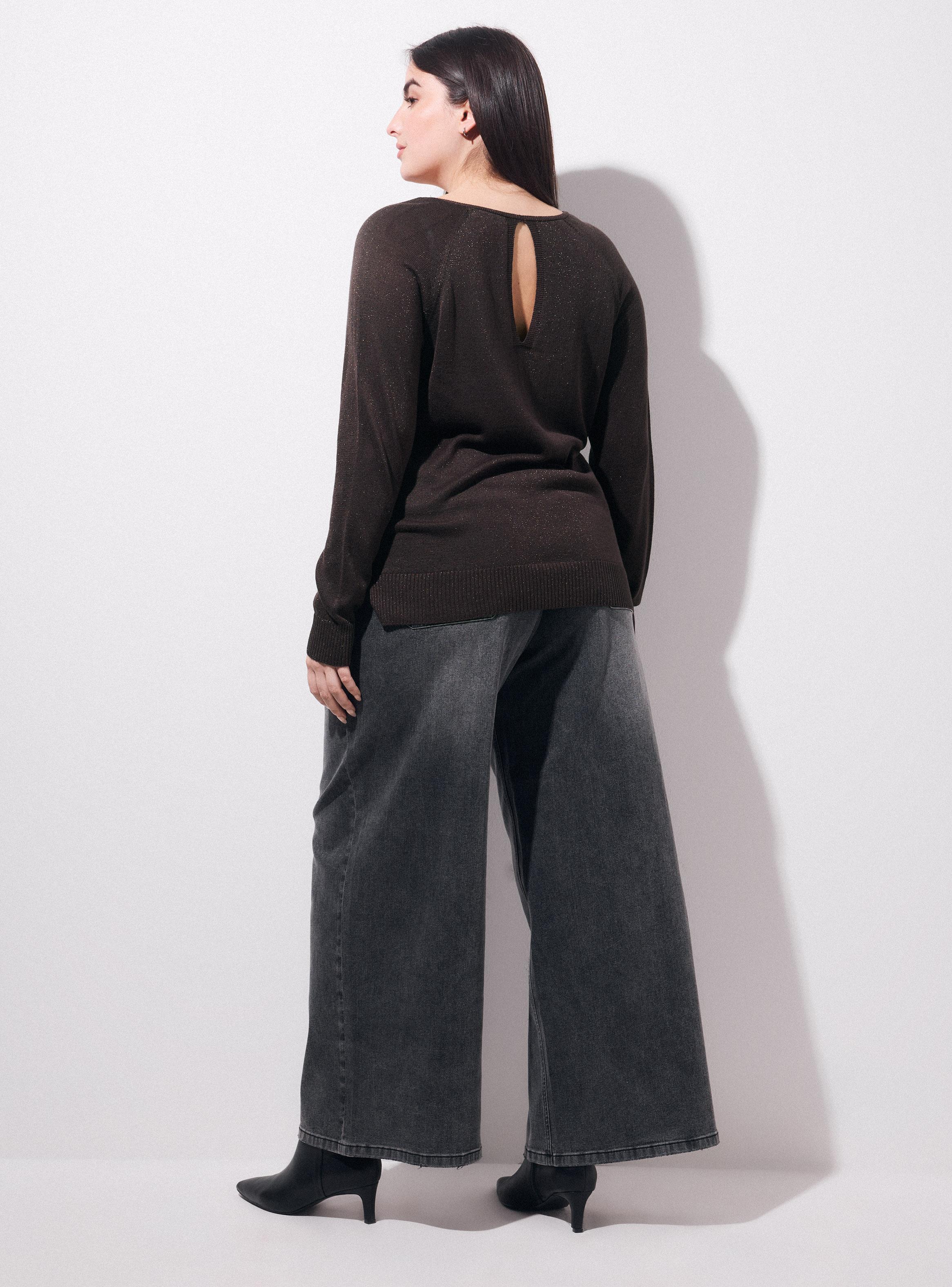 Sweater con Brillo Sutil y Escote en V-5