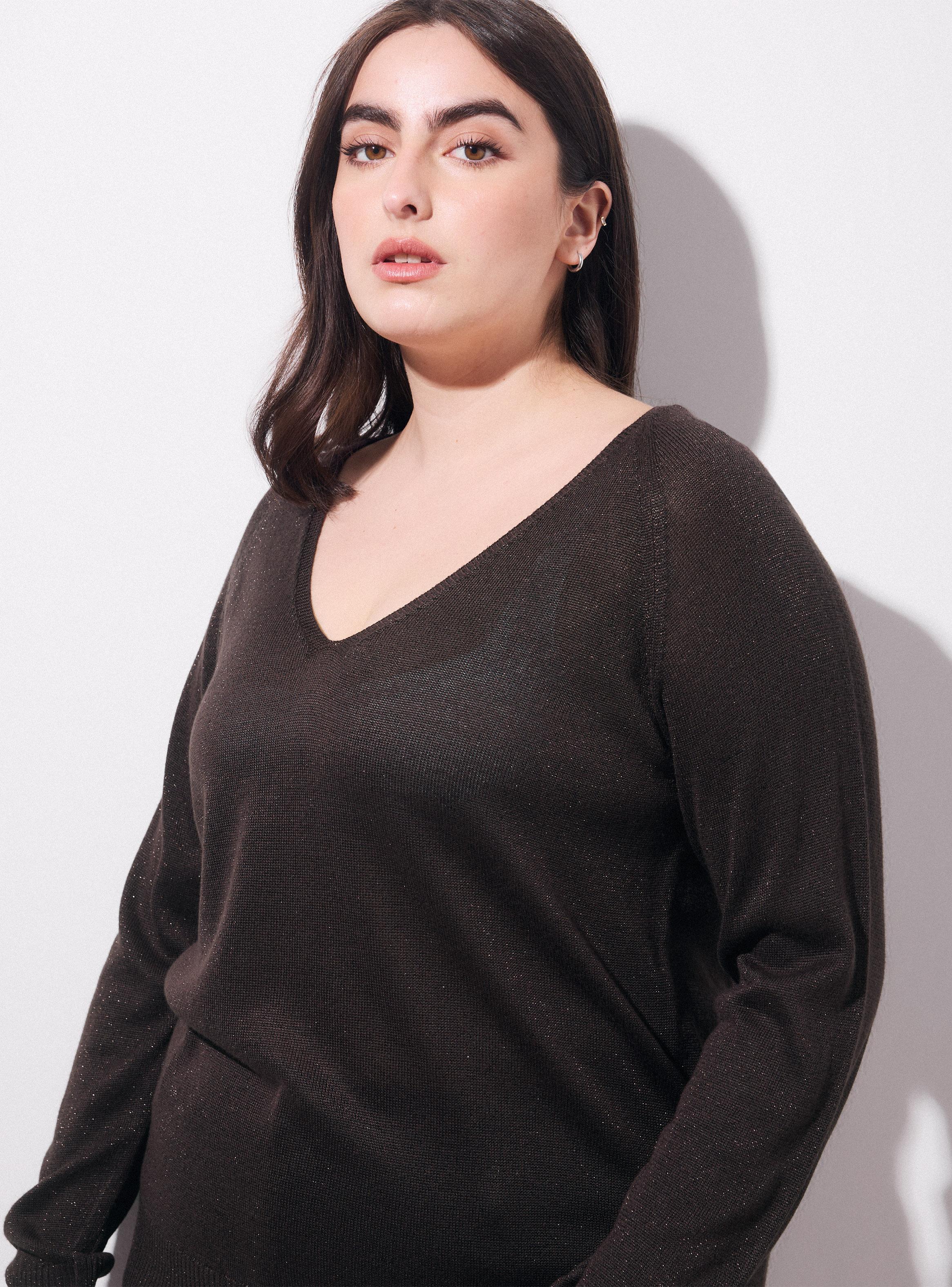 Sweater con Brillo Sutil y Escote en V-2