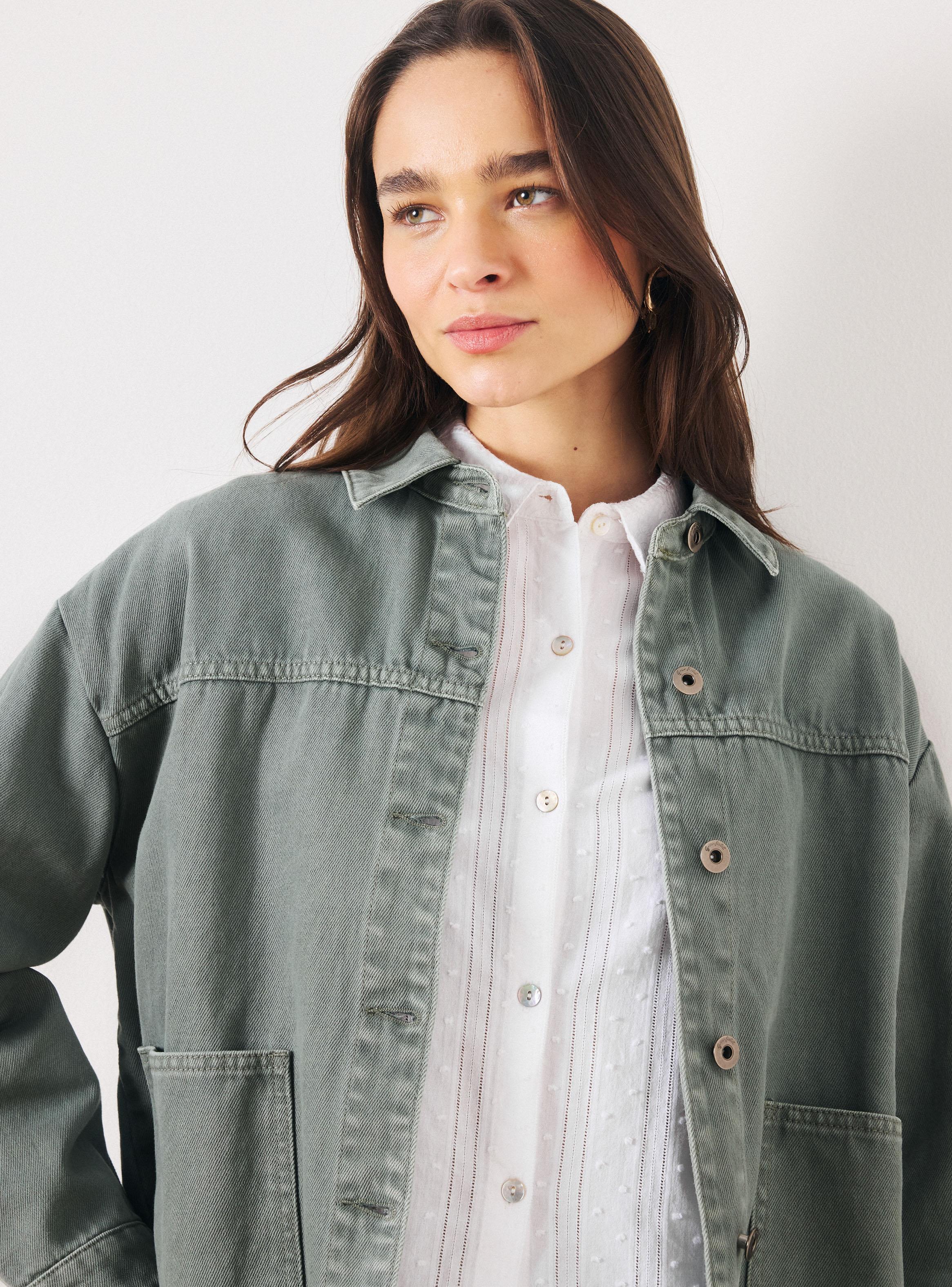 Chaqueta Denim Color con Bolsillos Frontales-2