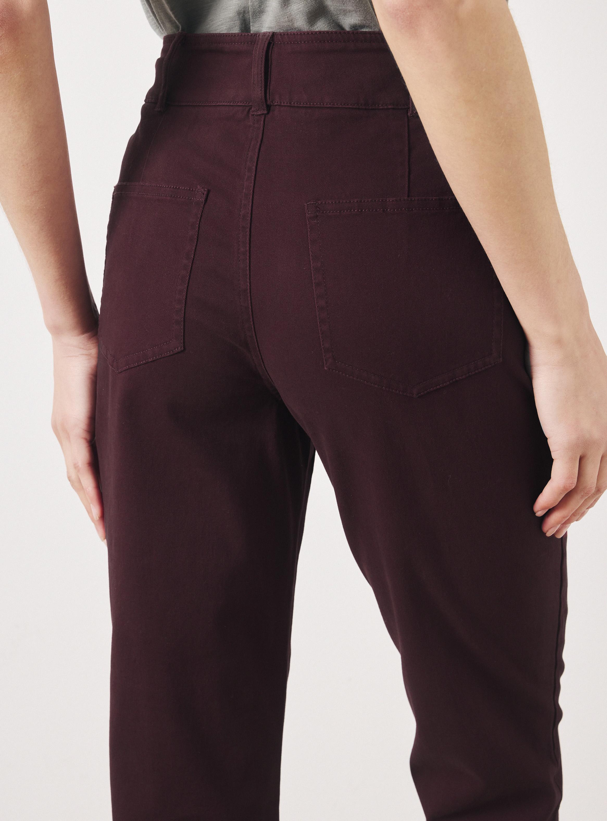 Pantalón Slim Elasticado Tiro Alto con Botones-3
