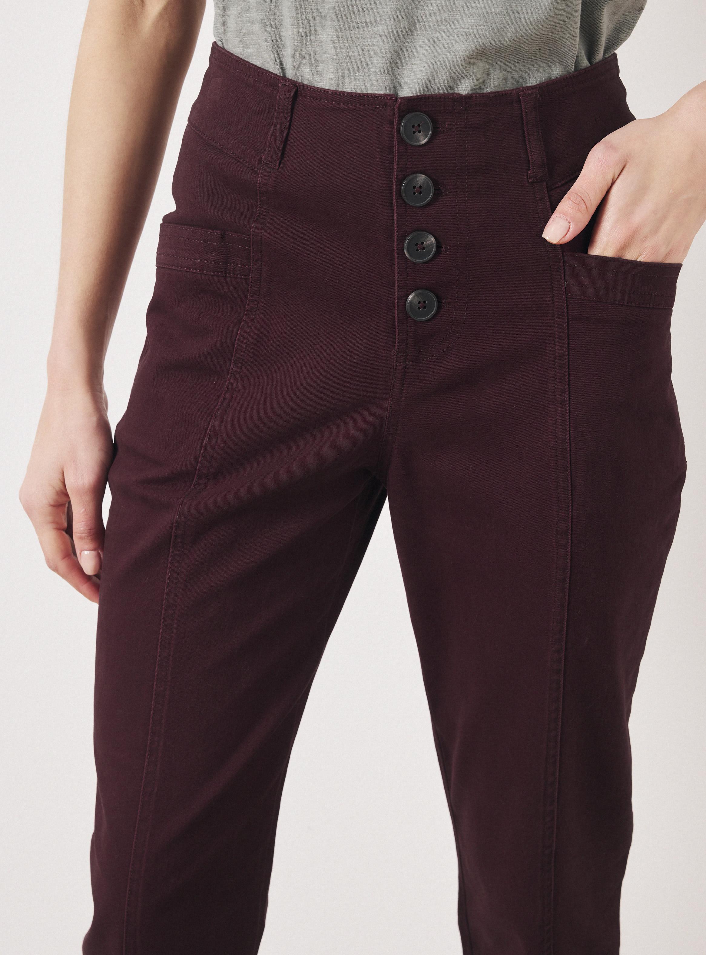 Pantalón Slim Elasticado Tiro Alto con Botones-2