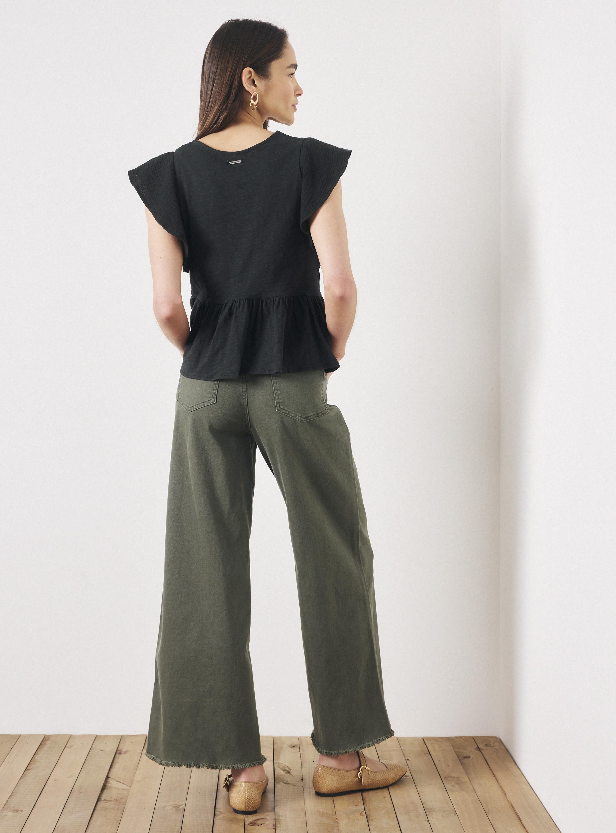 Polera Manga Volada con Corte Peplum y Mix de Telas-5