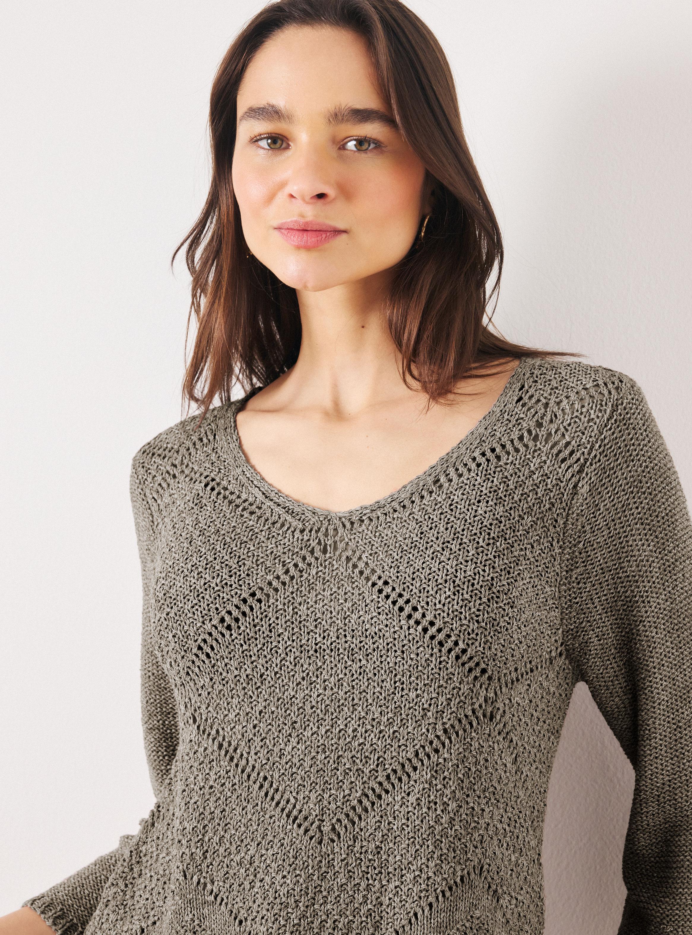 Sweater Tejido Diseño Calado con Cuello en V-2