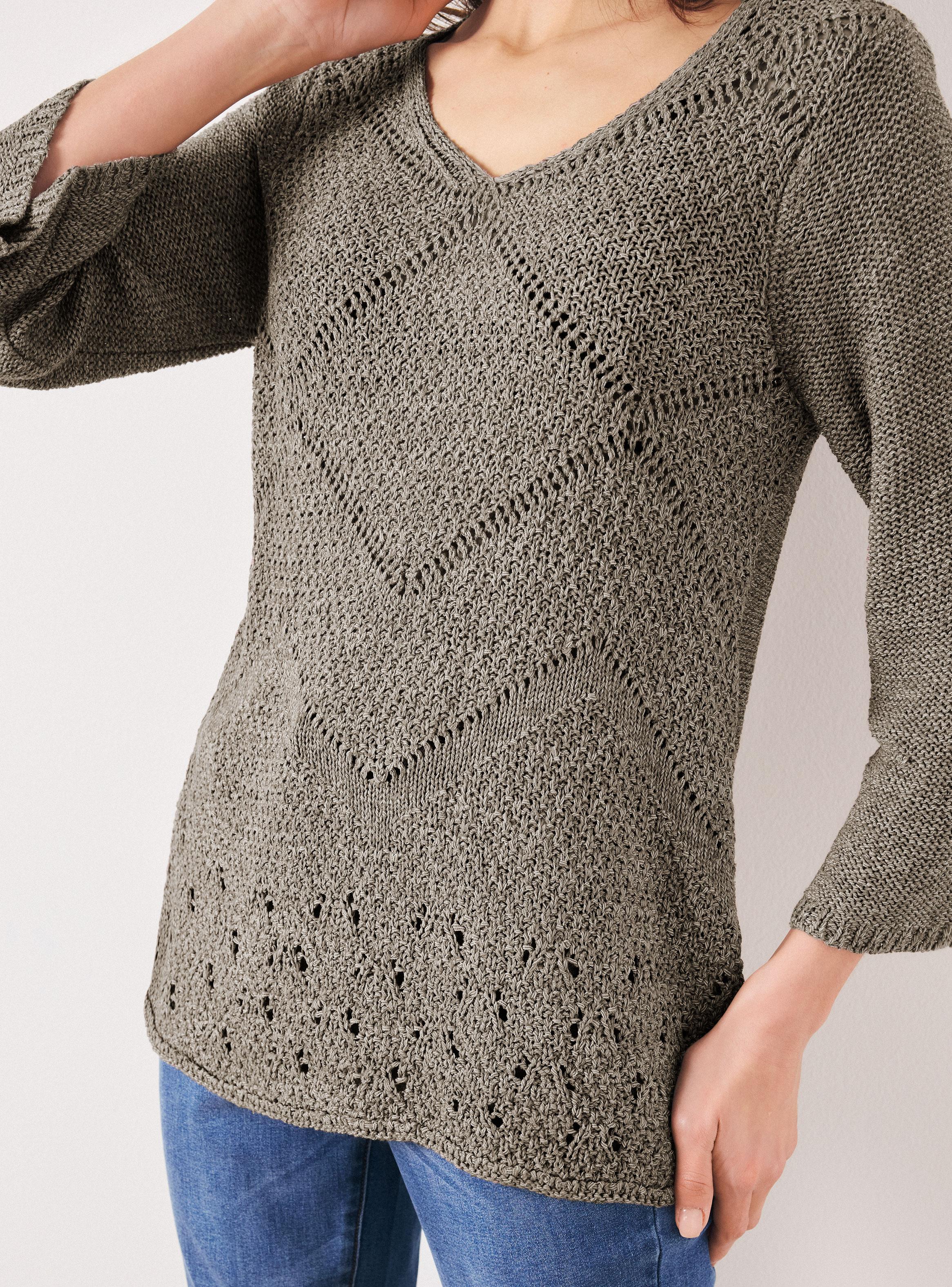 Sweater Tejido Diseño Calado con Cuello en V-3