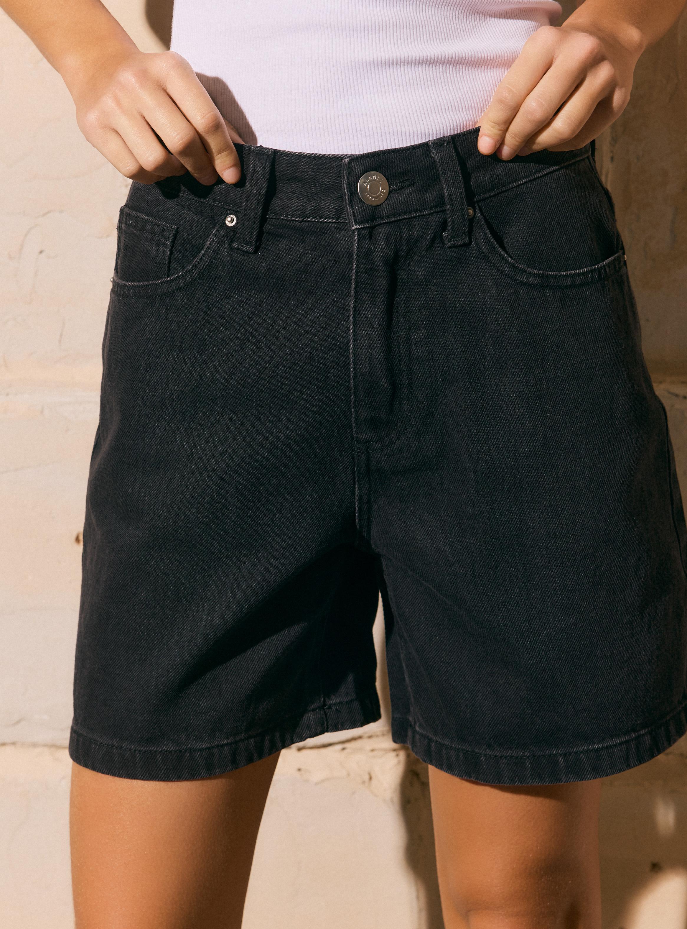 Short Denim Mom Tiro Medio-2
