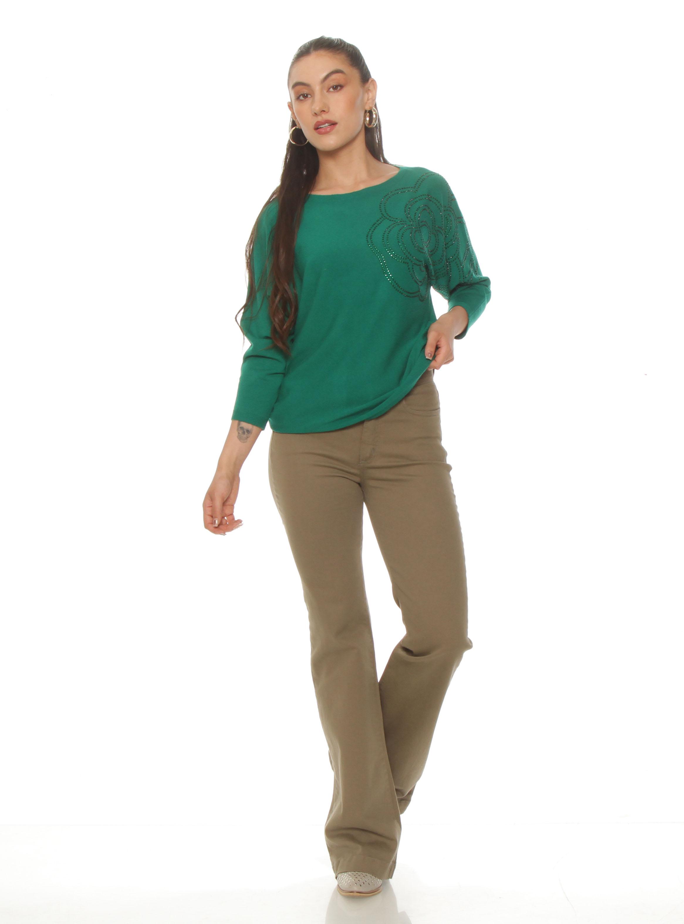 Sweater Manga Larga con Aplicación Escote Redondo Color-3