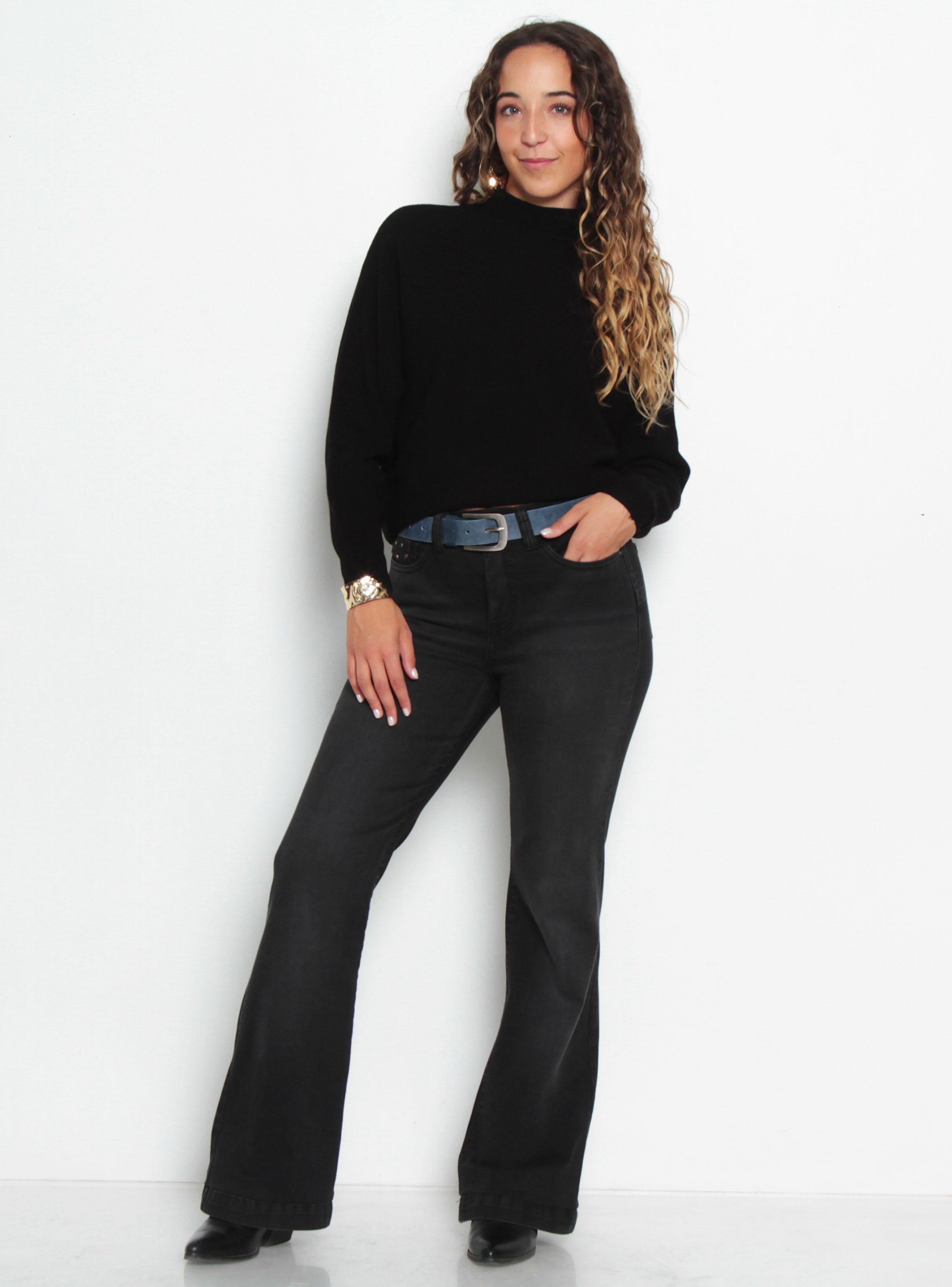 Sweater Manga Larga Ranglan Sólido Cuello Medio Alto-3