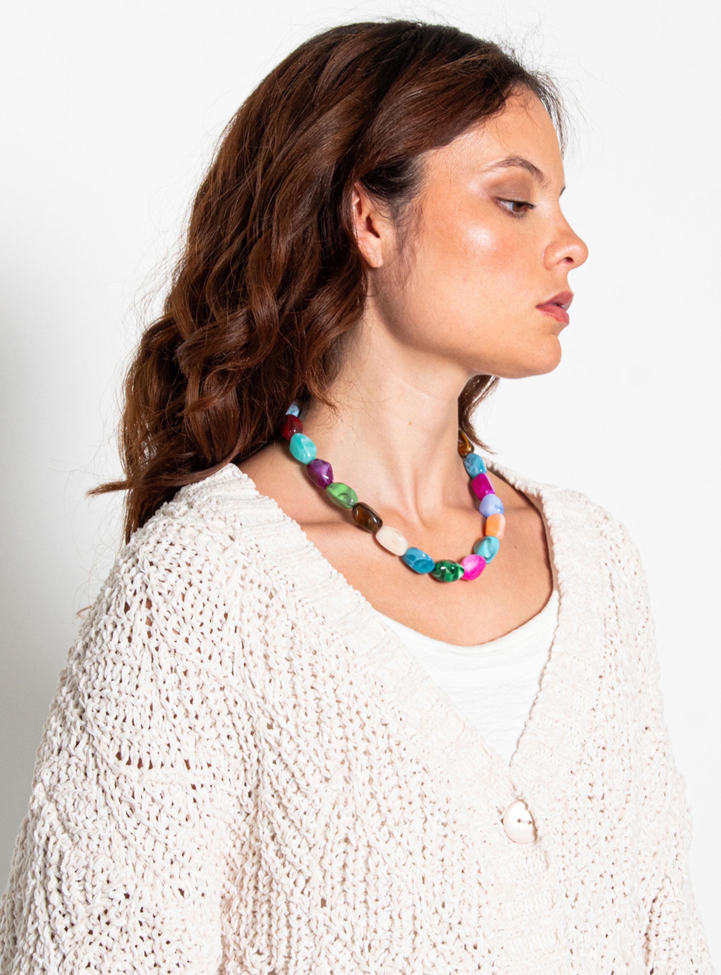 Chaleco Manga Larga Chenille Abotonada en Delantero-2