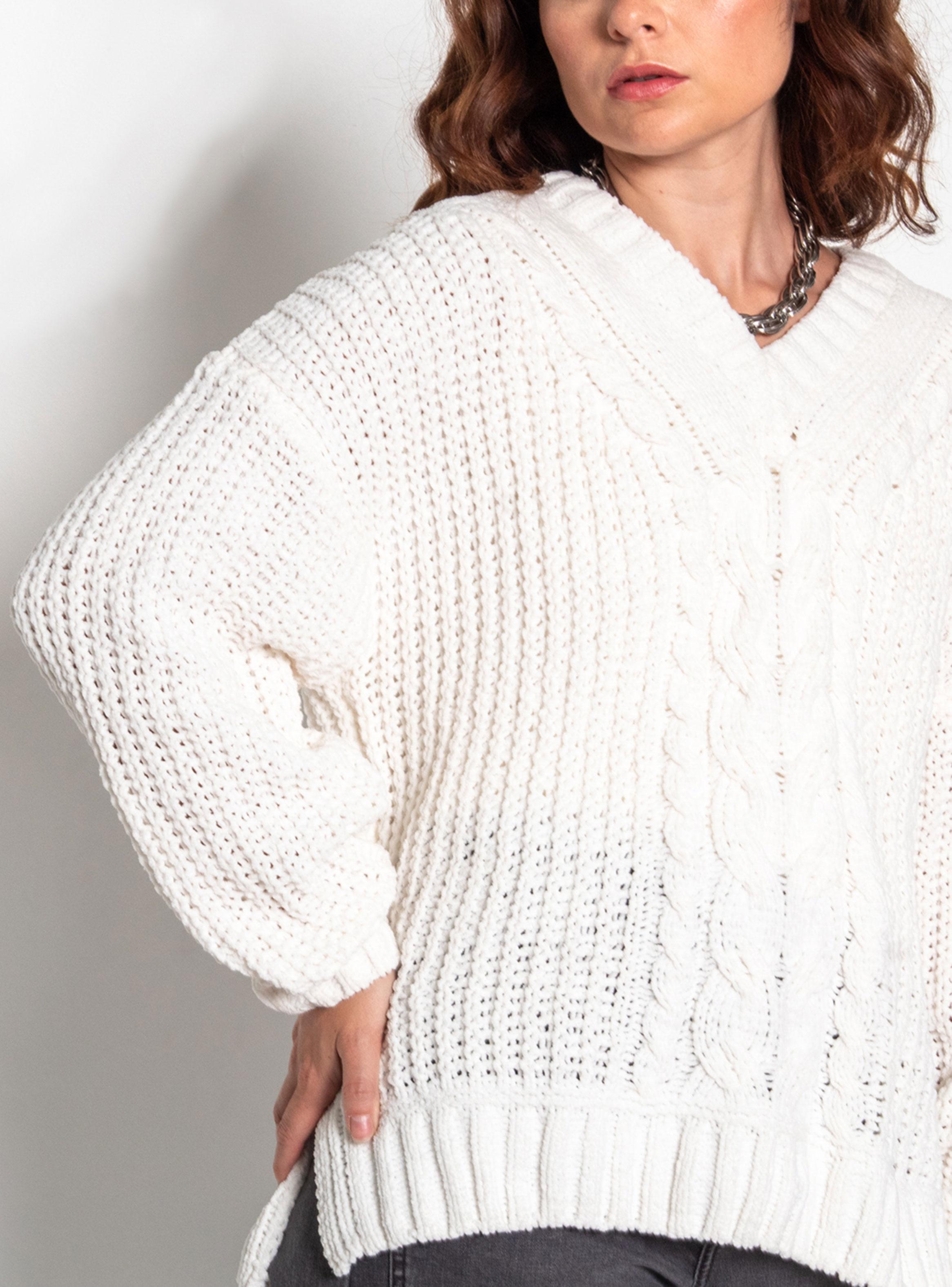 Sweater Chenille Manga Larga Escote V-2