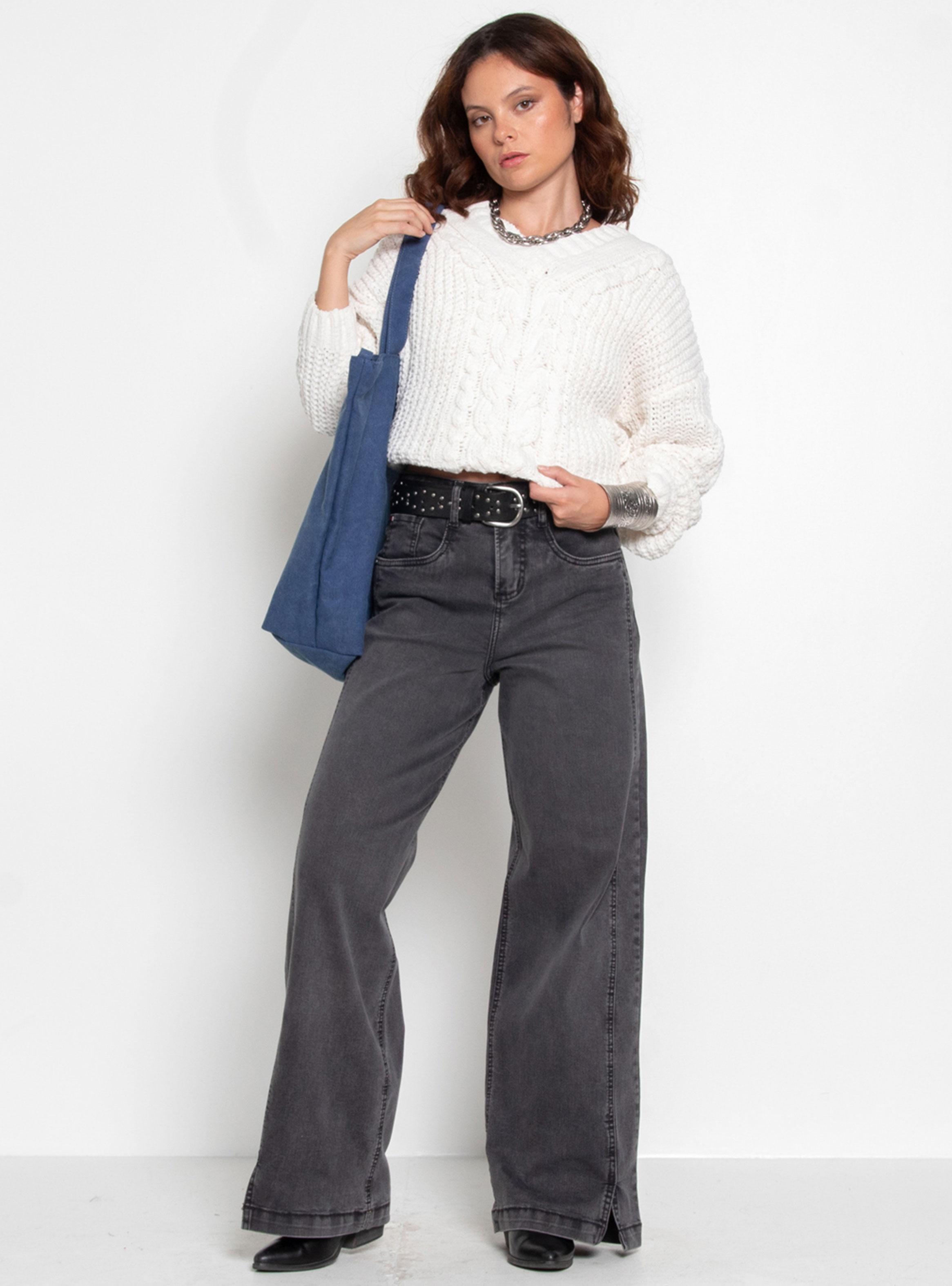 Sweater Chenille Manga Larga Escote V-3