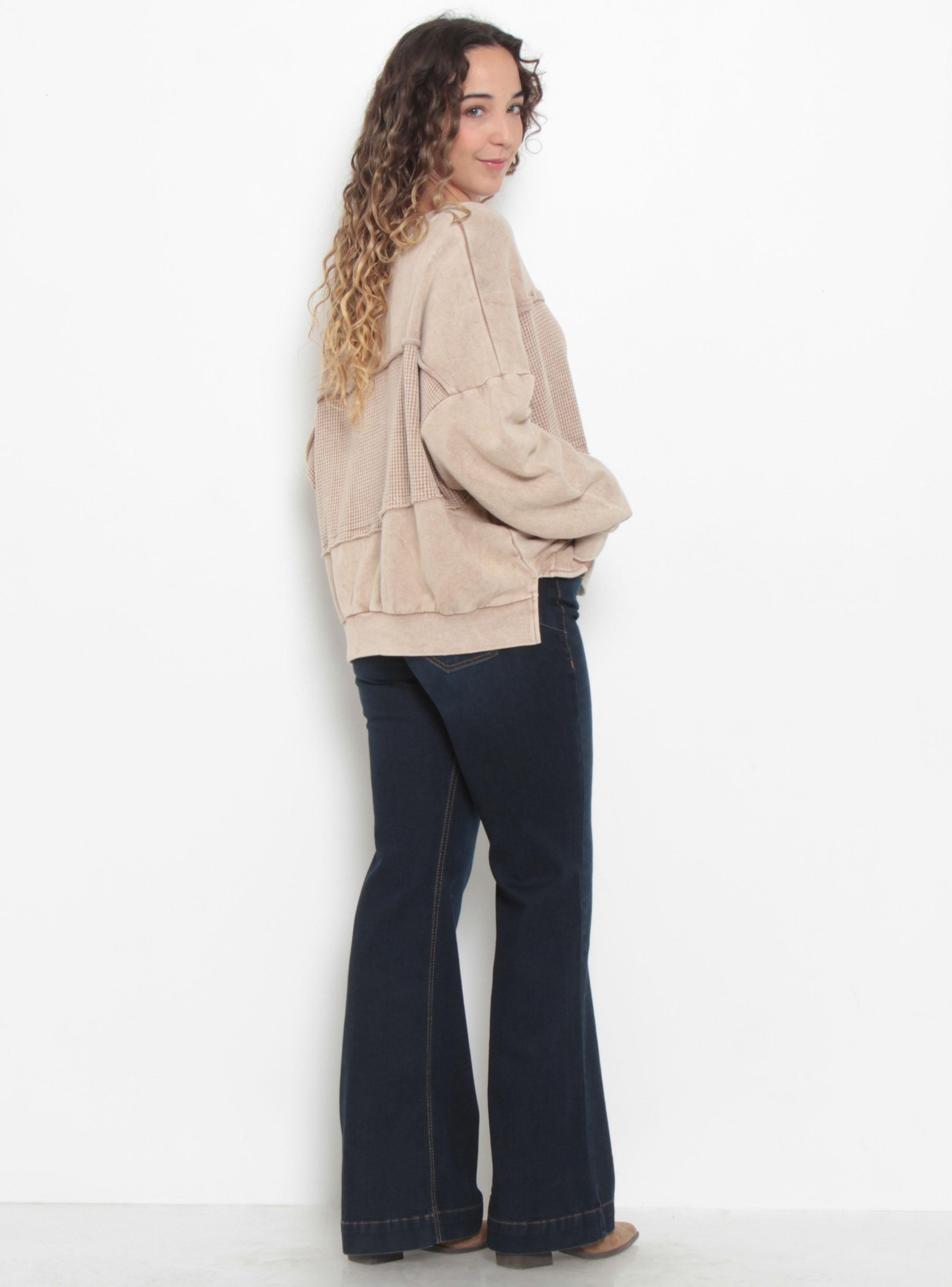 Sweater Acid Wash Escote Redondo con Textura-4