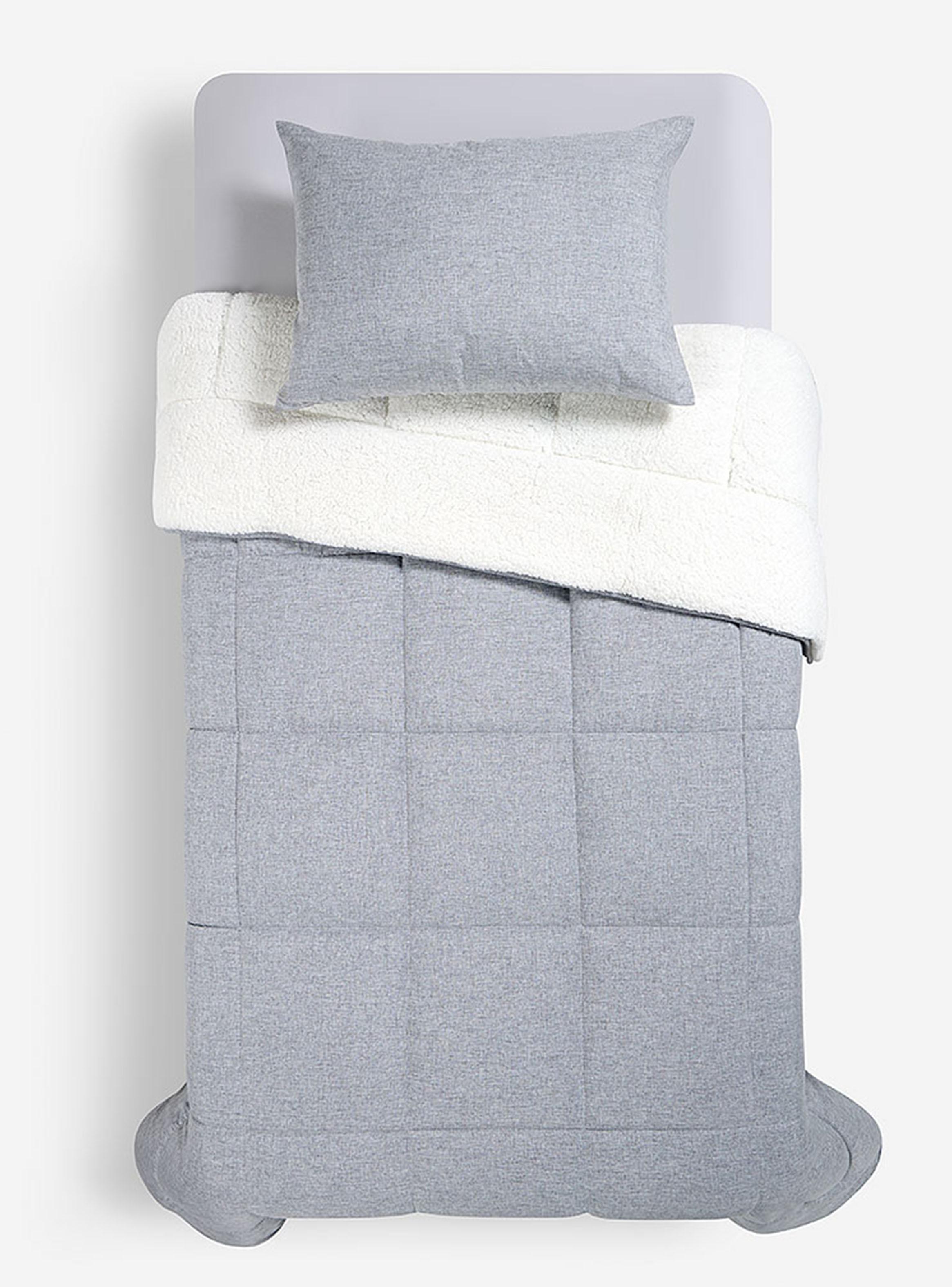Plumón Sherpa Liso Grafito Melange 1.5 Plazas-3