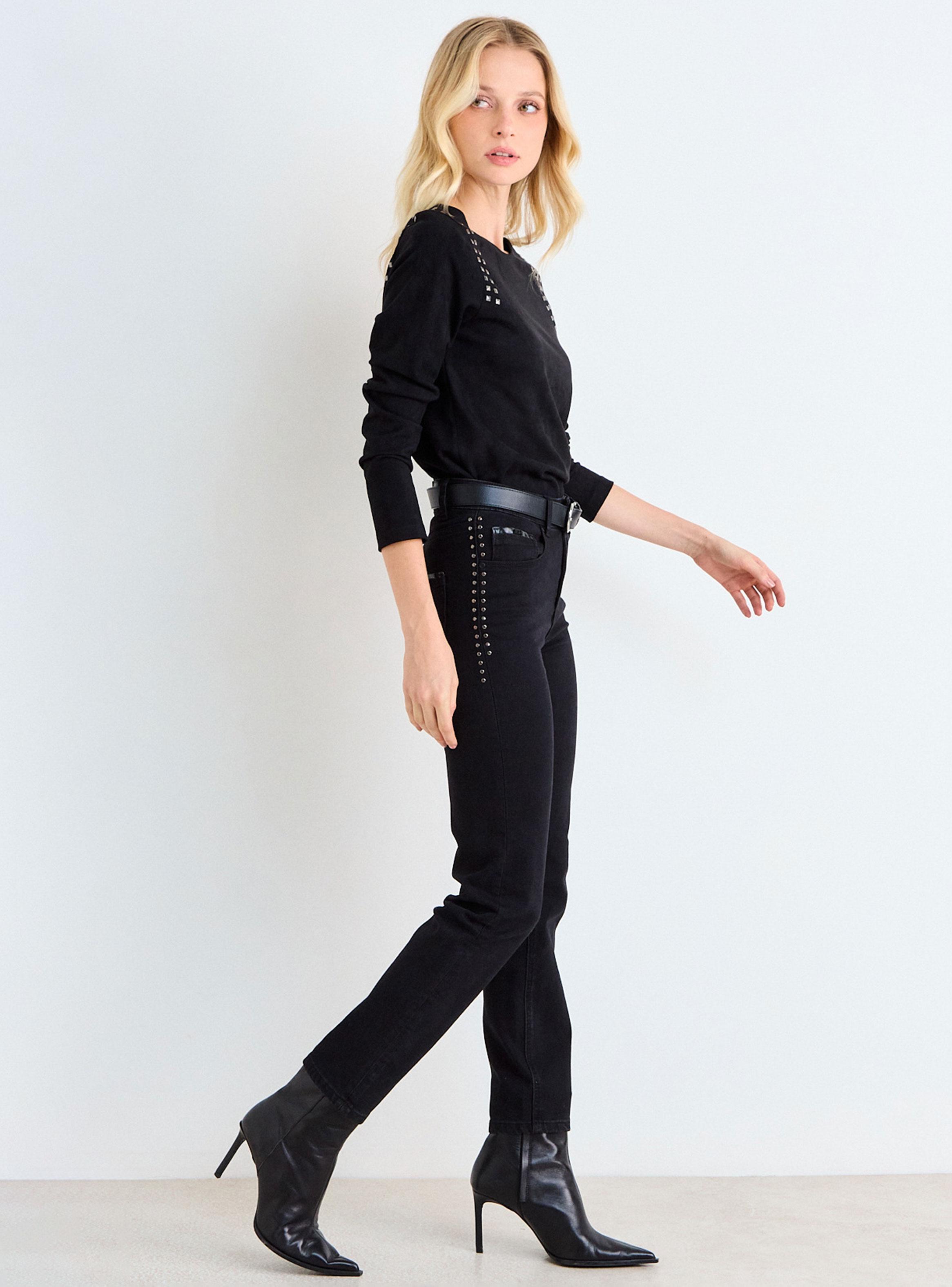 Polera Suede Manga Larga Detalle Cuello-3