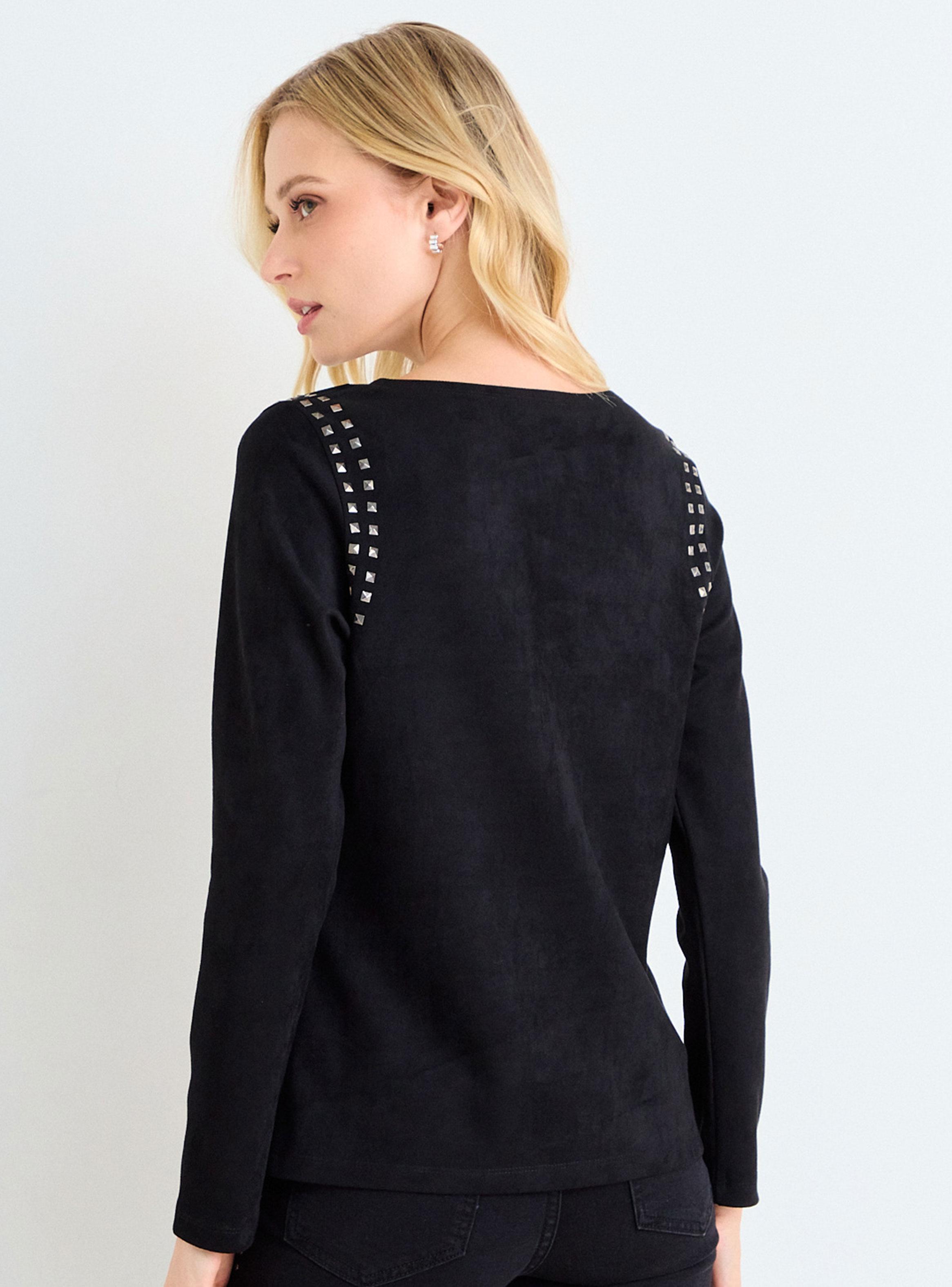 Polera Suede Manga Larga Detalle Cuello-1