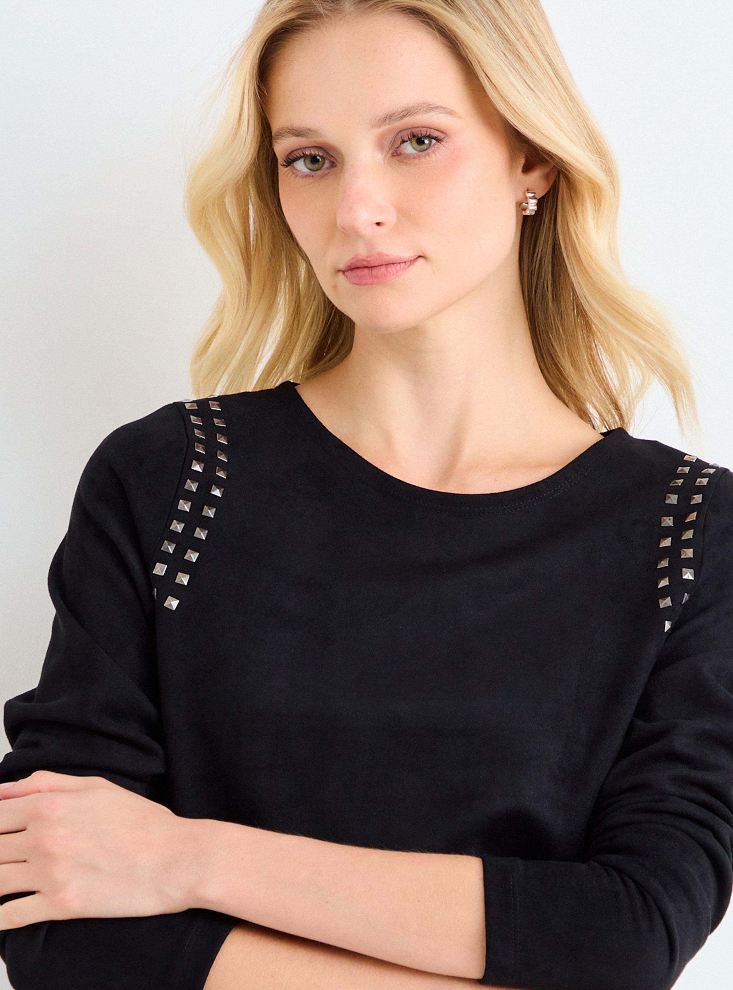 Polera Suede Manga Larga Detalle Cuello-2