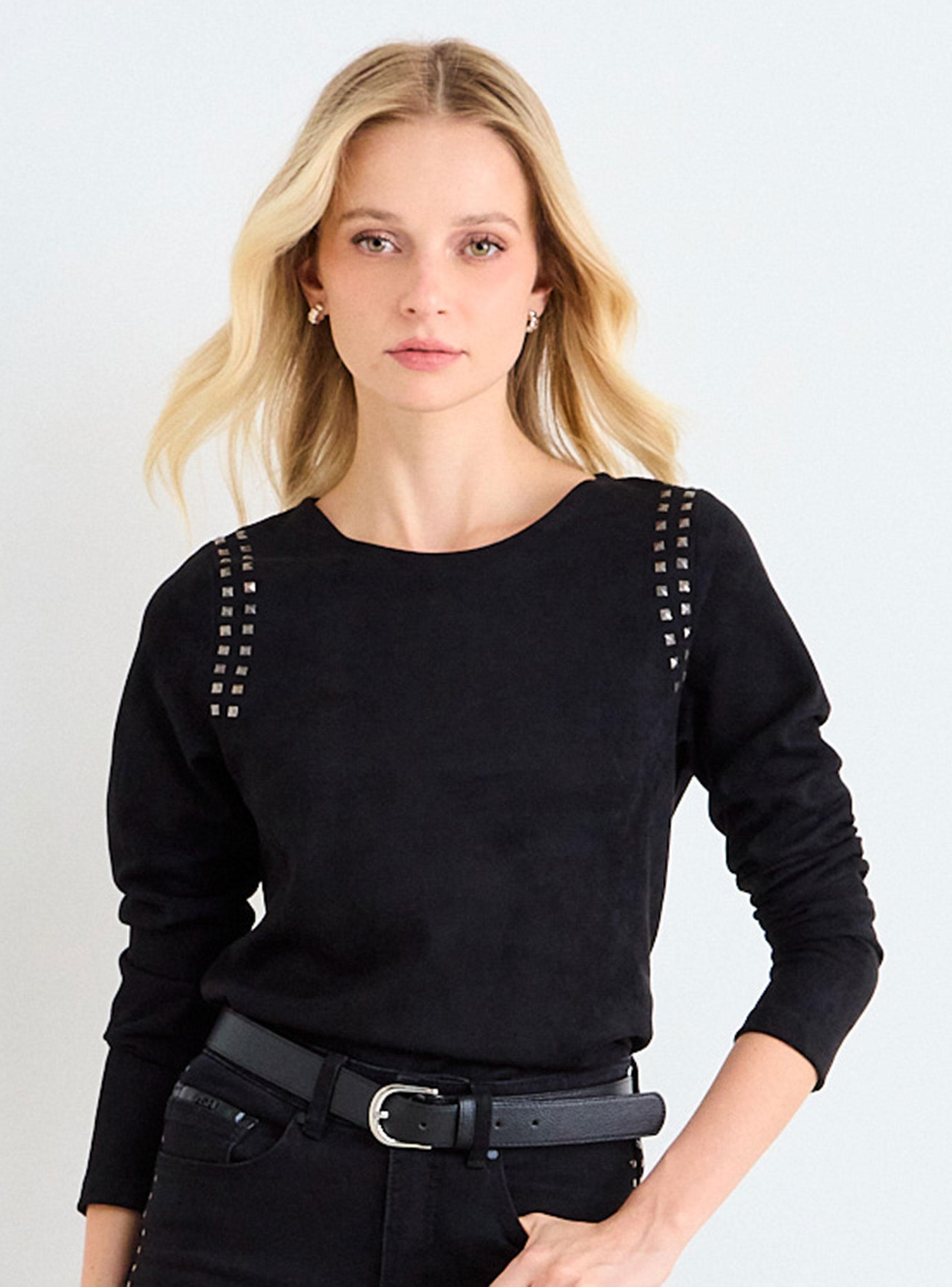 Polera Suede Manga Larga Detalle Cuello-0