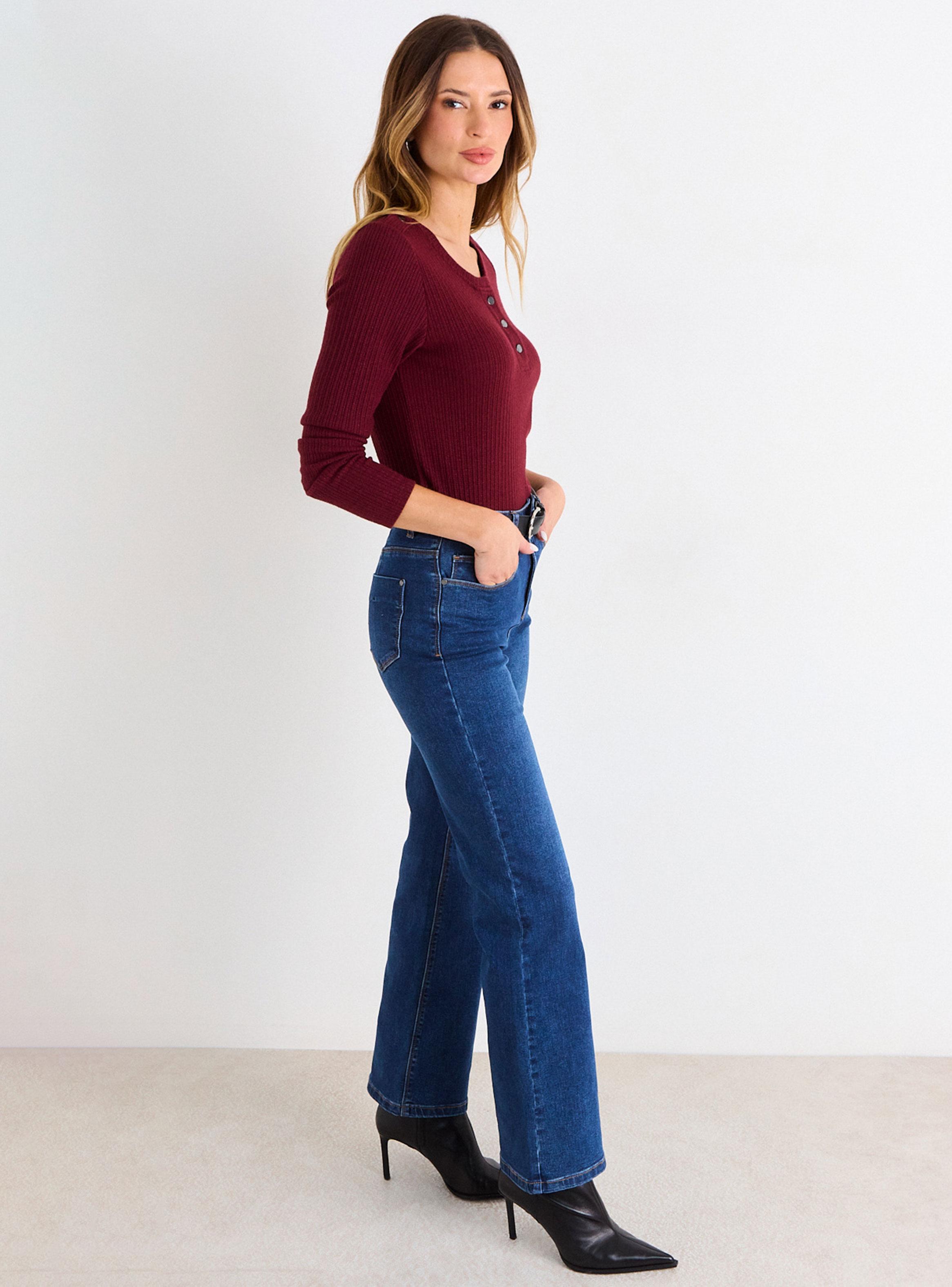 Polera Lisa Manga Larga Botón Detalle Hombro-3