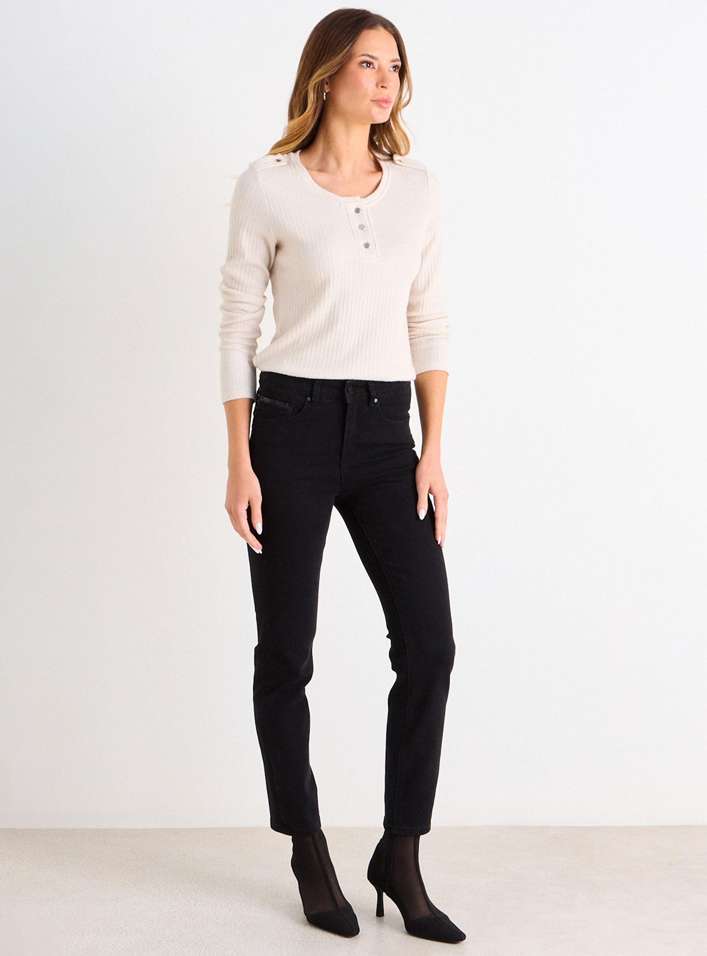 Polera Lisa Manga Larga Botón Detalle Hombro Regular-3