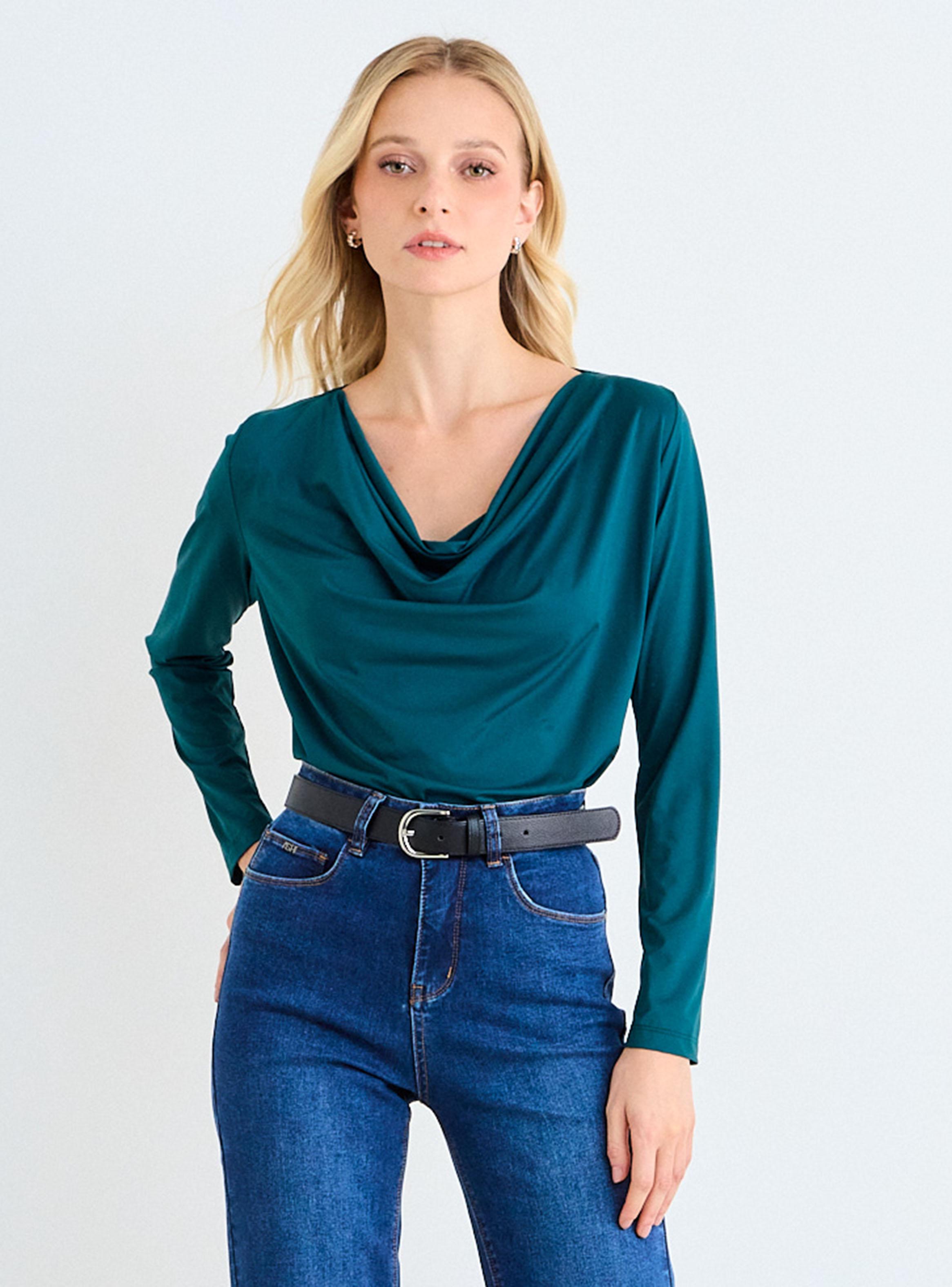 Blusa Lisa Cuello Drapeado Color-0