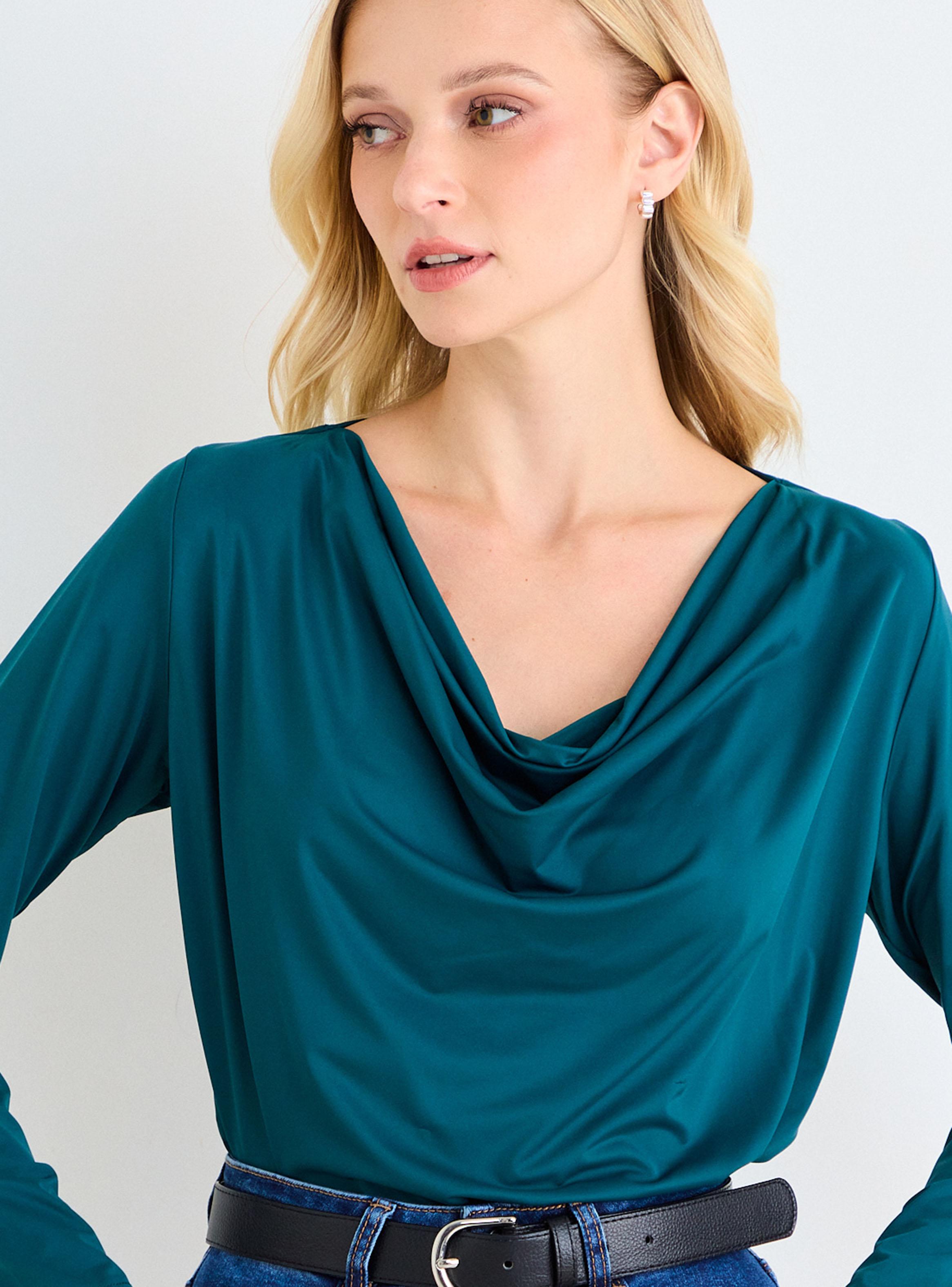 Blusa Lisa Cuello Drapeado Color-3