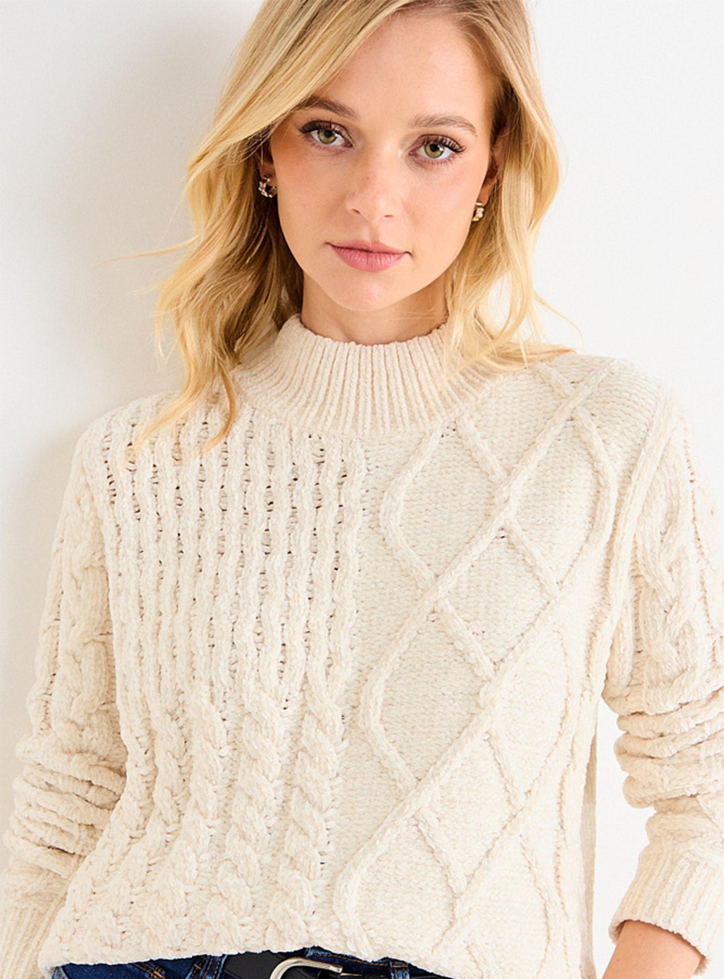 Sweater con Diseño Trenzado Chenille-2