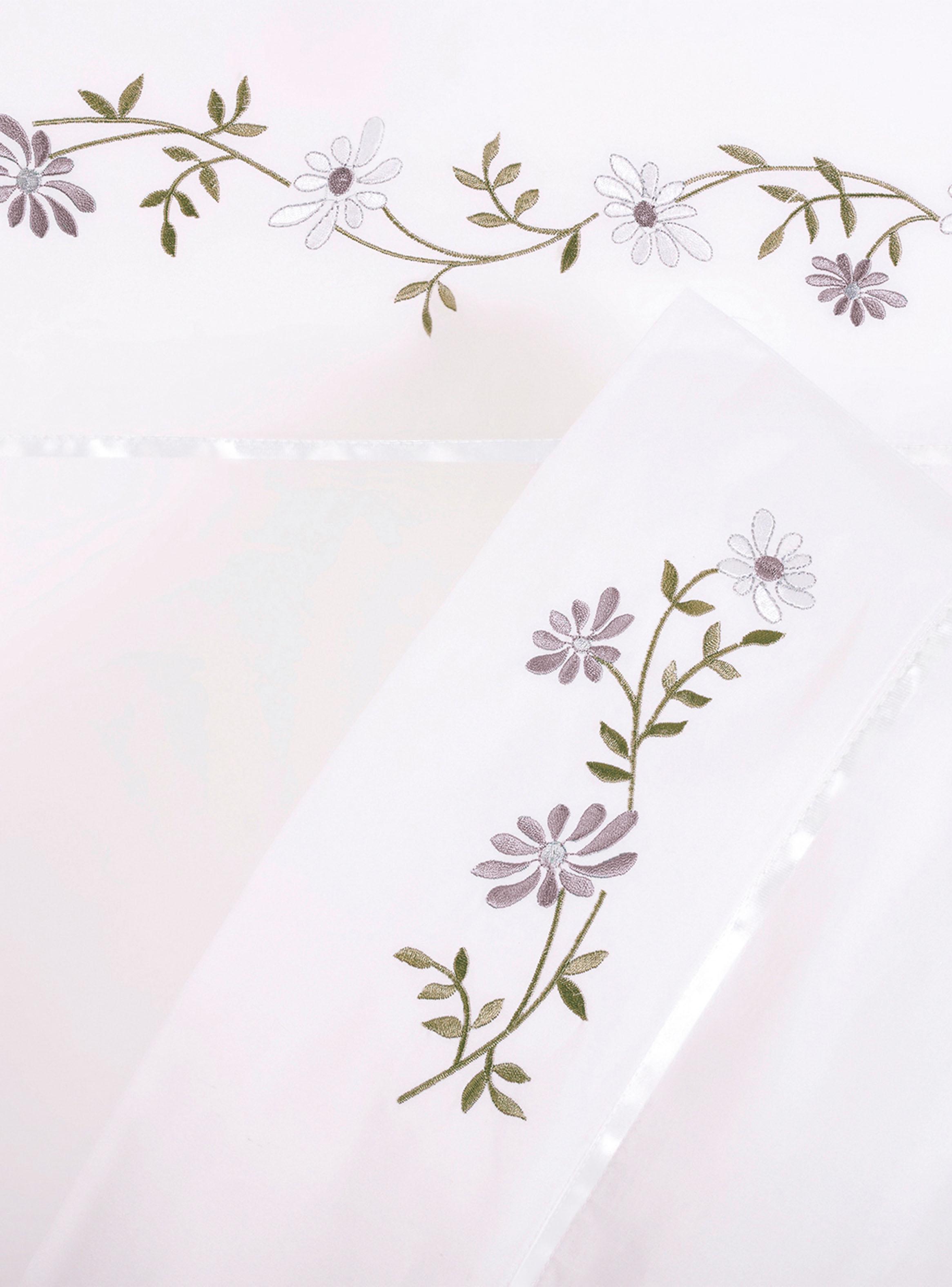 Set de Sábanas Bordada Margarita Malva 220 Hilos Súper King-2