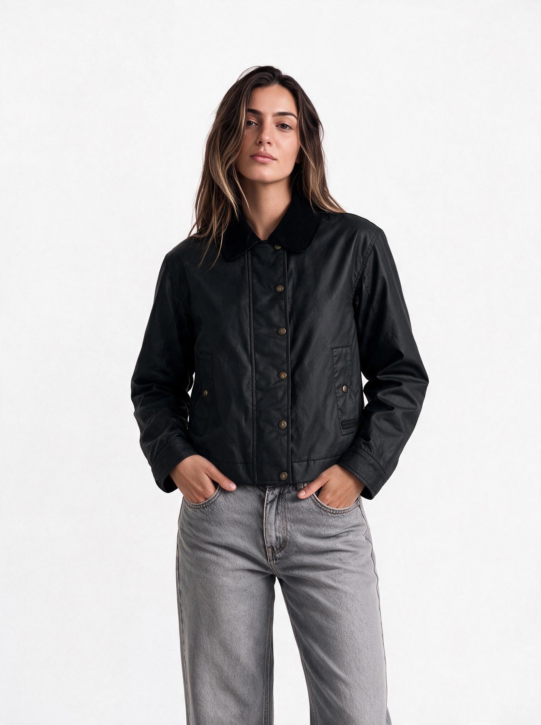 Chaqueta con Cuello Cotelé Encerada-0