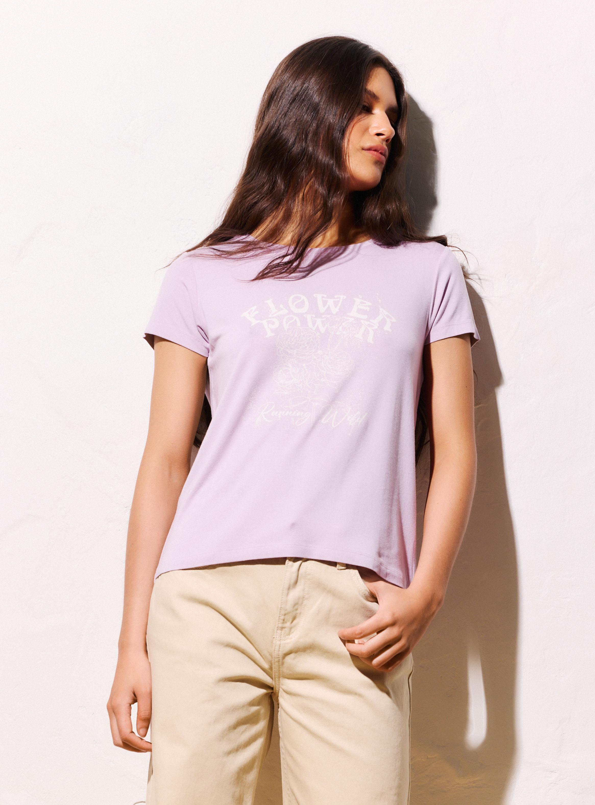 Polera Texto con Brillos Manga Corta-0