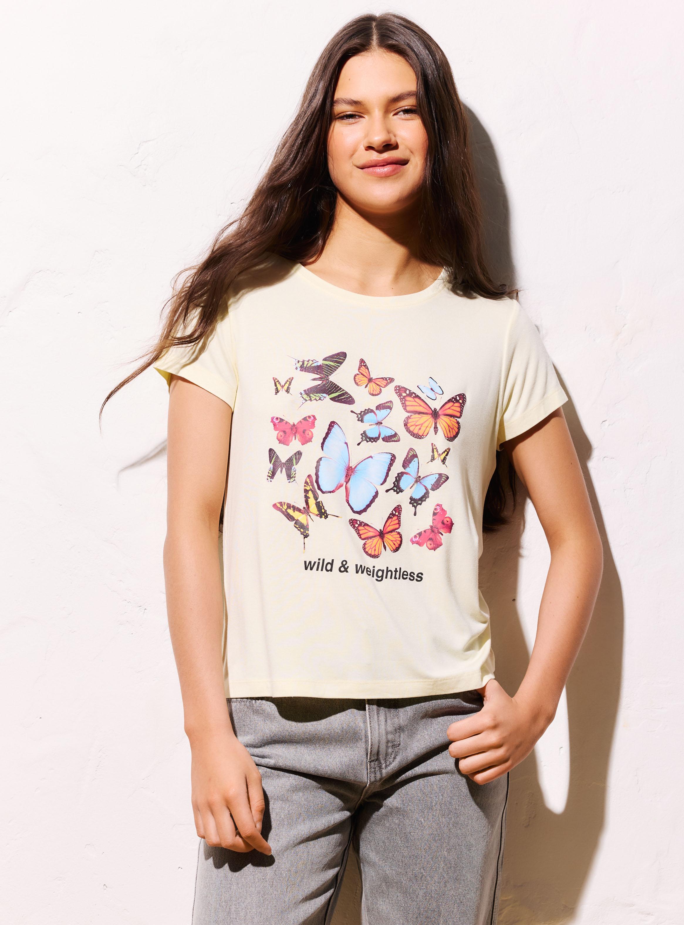 Polera Texto con Brillos Manga Corta-0