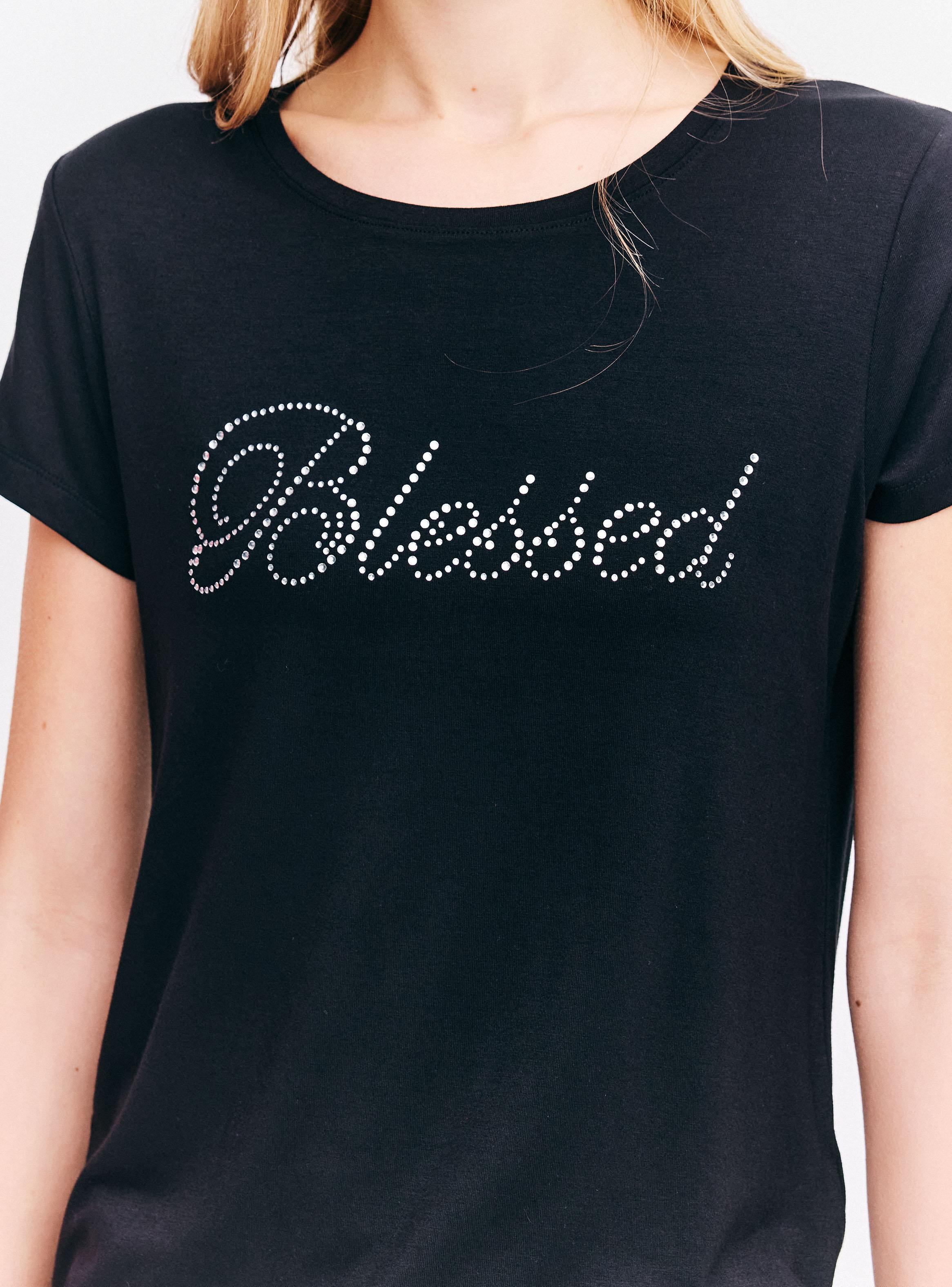 Polera Blessed con Brillos Manga Corta Cuello Redondo-3