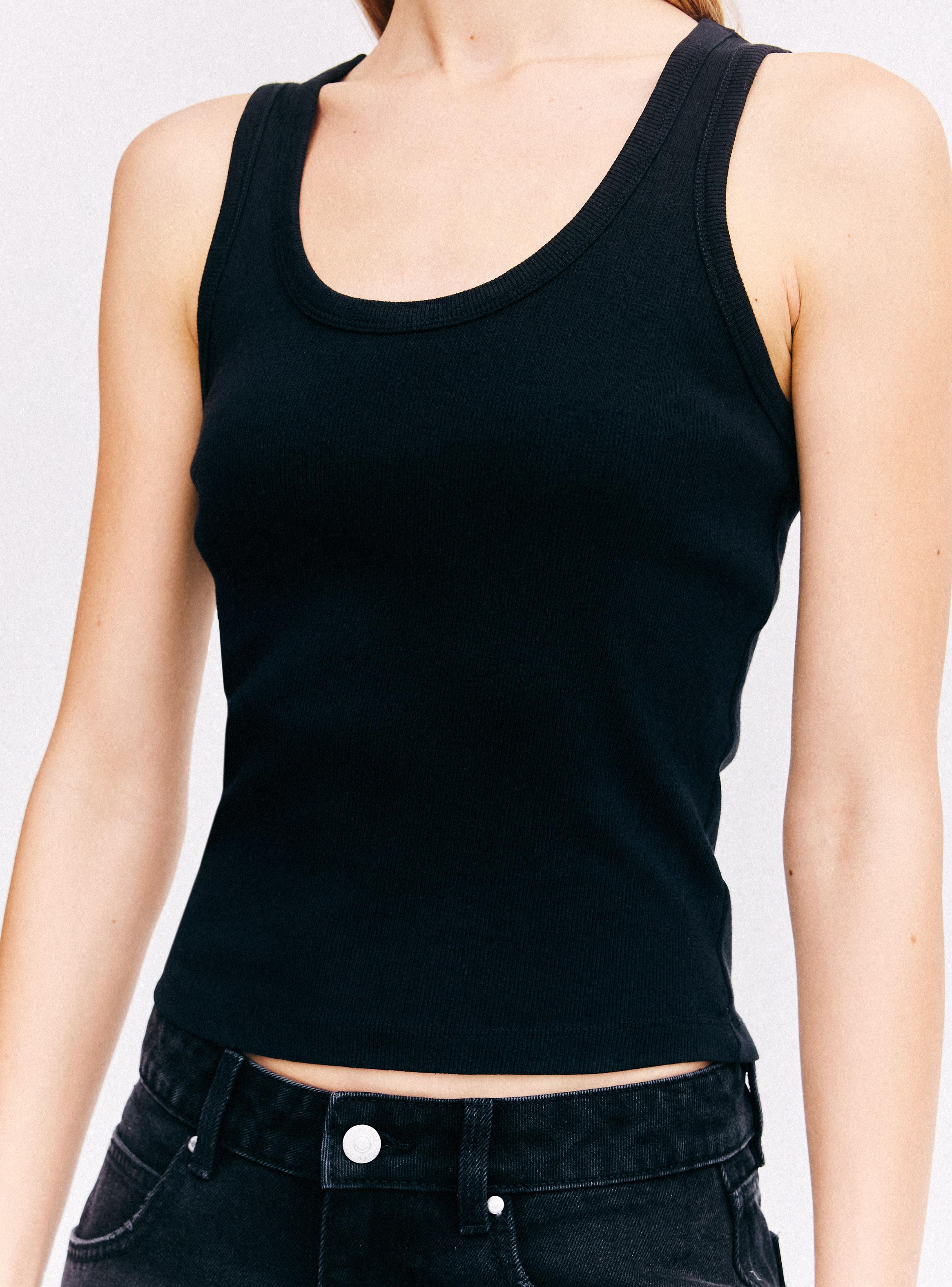 Polera Tank Acanalada sin Manga Cuello Redondo-3