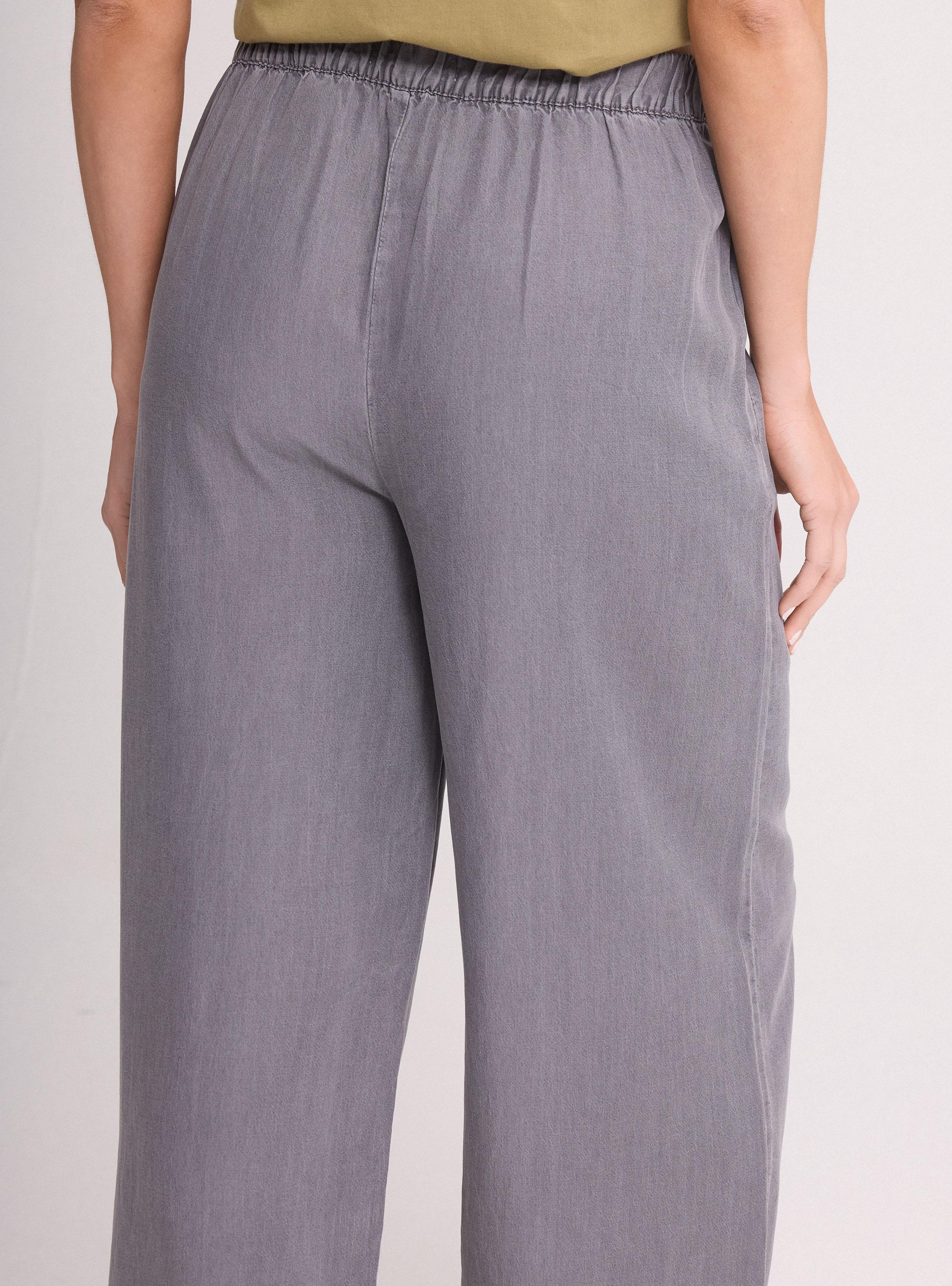 Pantalón Wide Leg Tiro Alto Pretina Elástica Cropped-3