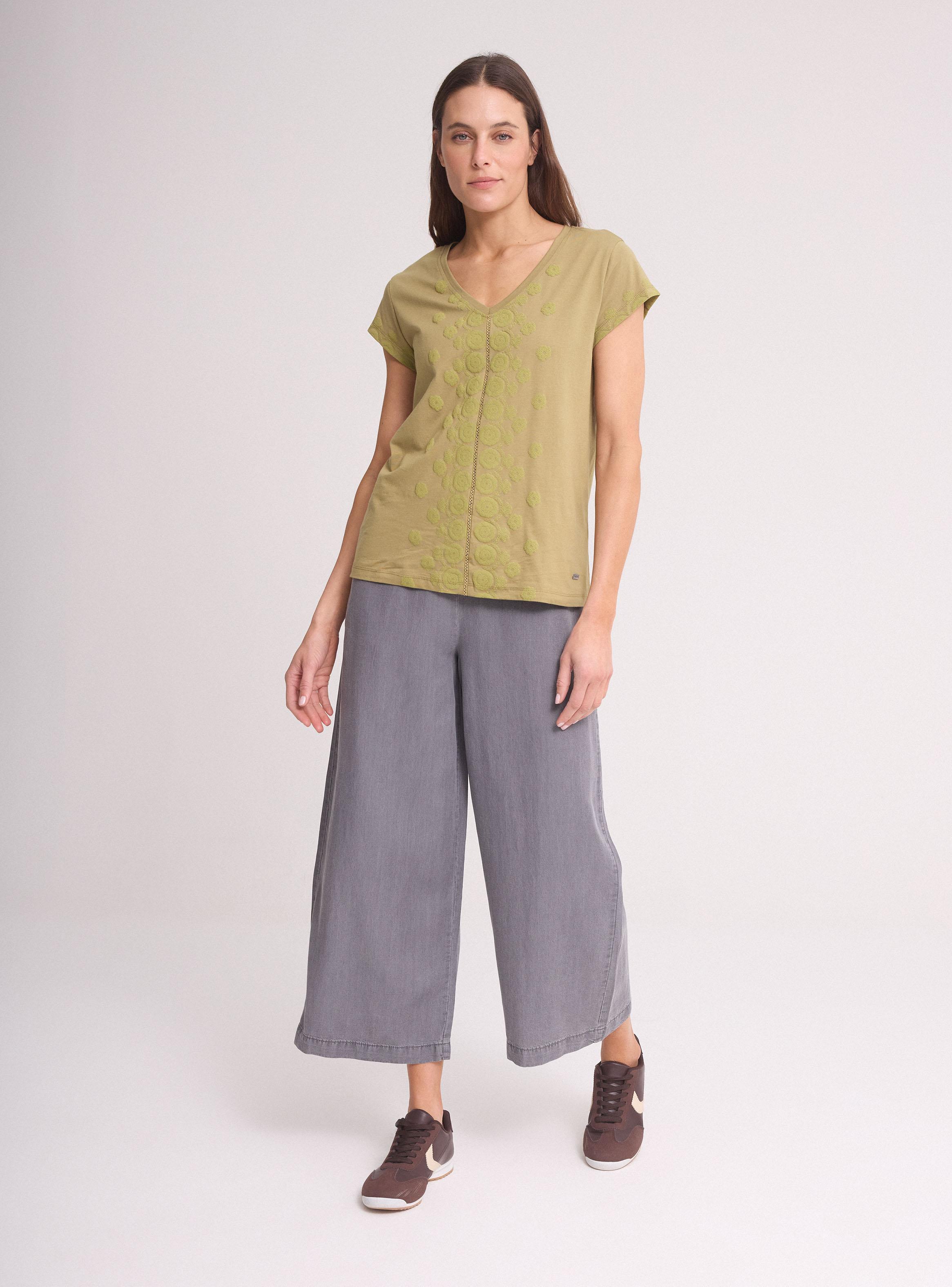 Pantalón Wide Leg Tiro Alto Pretina Elástica Cropped-4