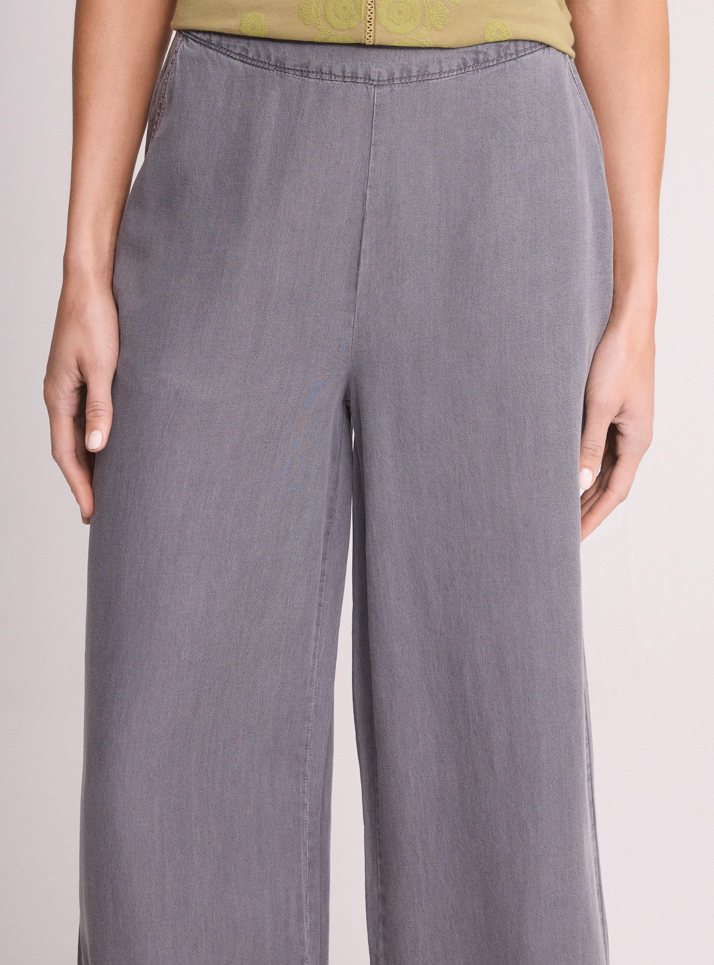 Pantalón Wide Leg Tiro Alto Pretina Elástica Cropped-2