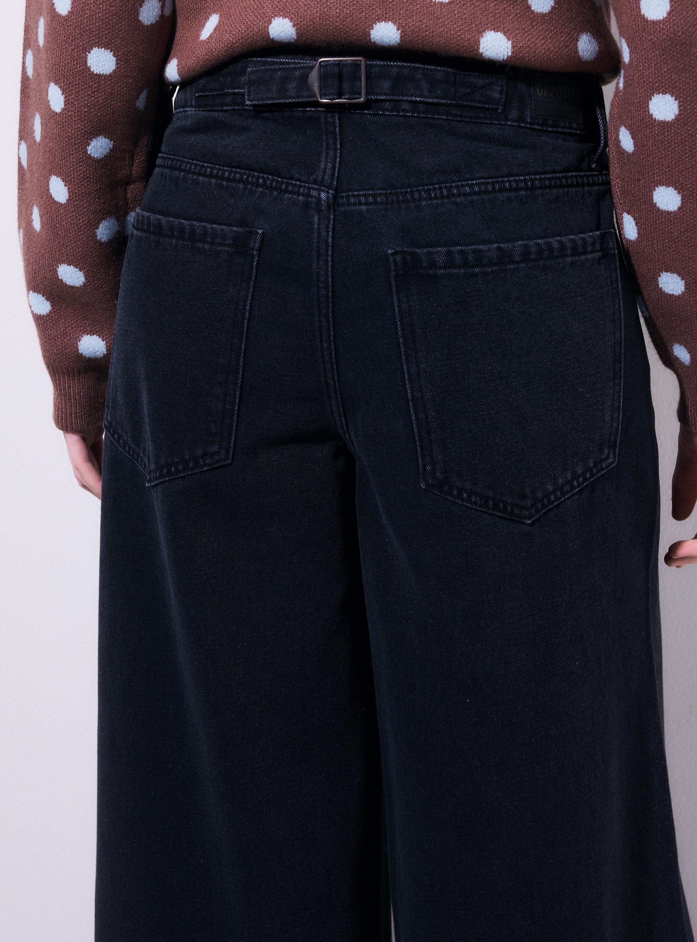 Jeans Wide Leg Tiro Bajo con Lavado Medio-3