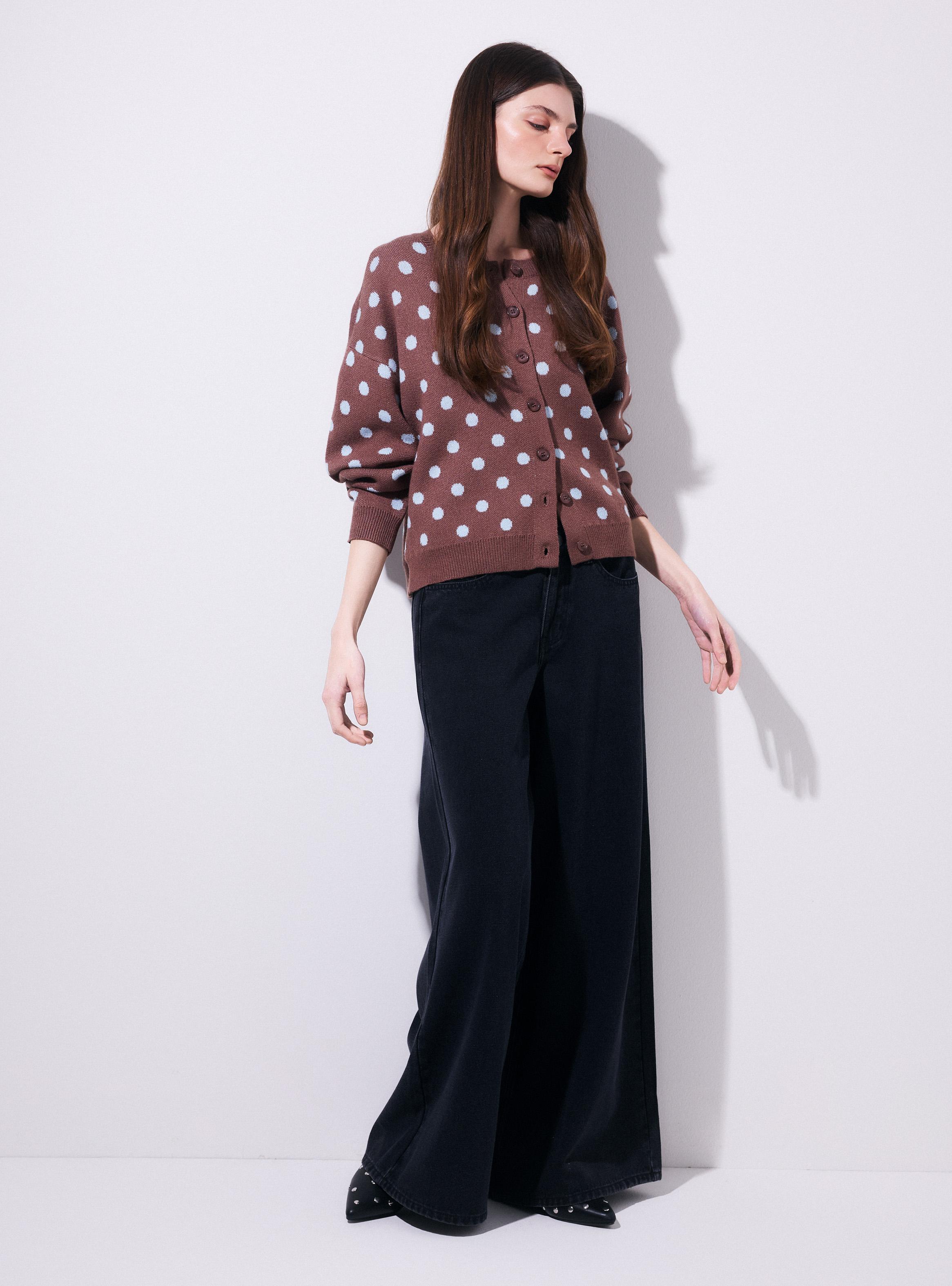 Jeans Wide Leg Tiro Bajo con Lavado Medio-4